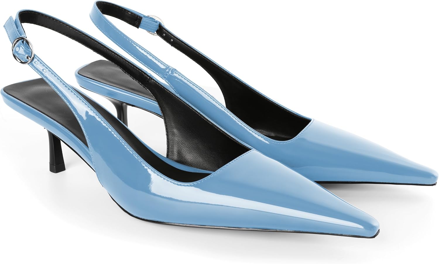 Soireelady Womens Pointed Toe Slingback Heels Kitten Low Heel Pumps Party Dress Shoes 2 Inch
