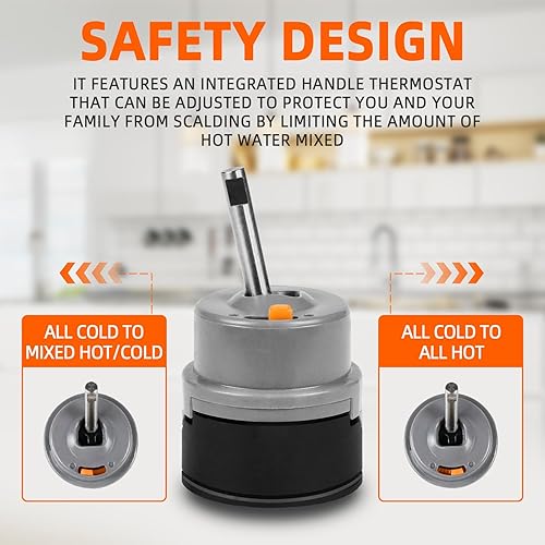 Miniatura 3 de RP50587 - Válvula de cartucho de repuesto compatible con grifos de cocina y lavabo Delta DST de una sola manija, incluye tuerca de capó RP51503,