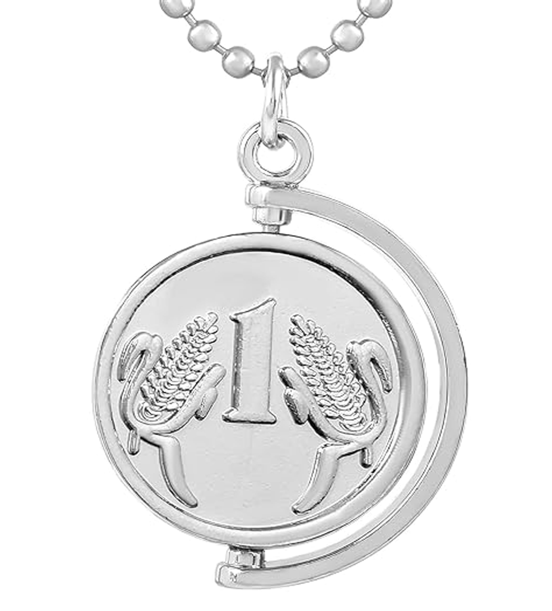 ANVIKAOne Rupees Silver Coin Locket With Ball Chain Alloy Locket Silver Stainless Steel Pendant Set