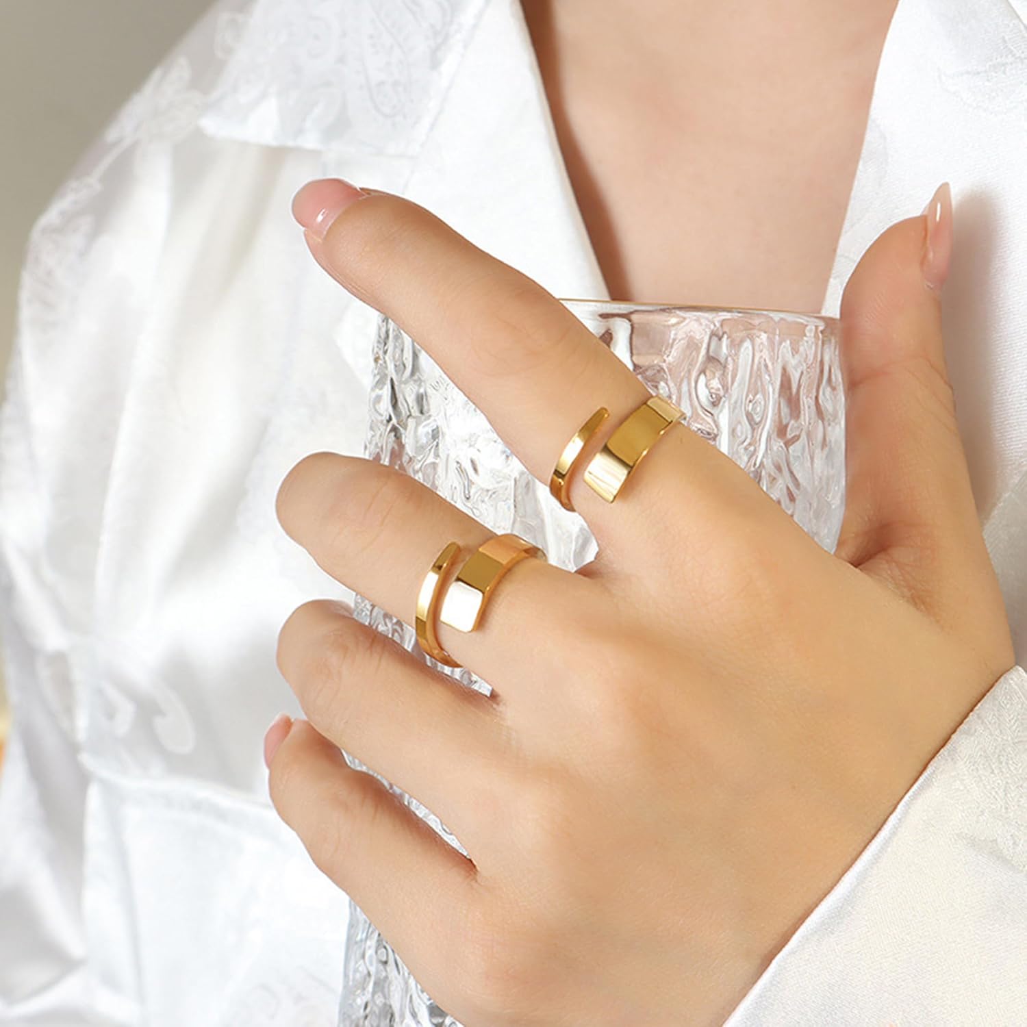 18K Gold Plated Simple Open Ring For Women Dainty Band Stackable Rings Statement Ring Finger Jewelry Gift - Image 4