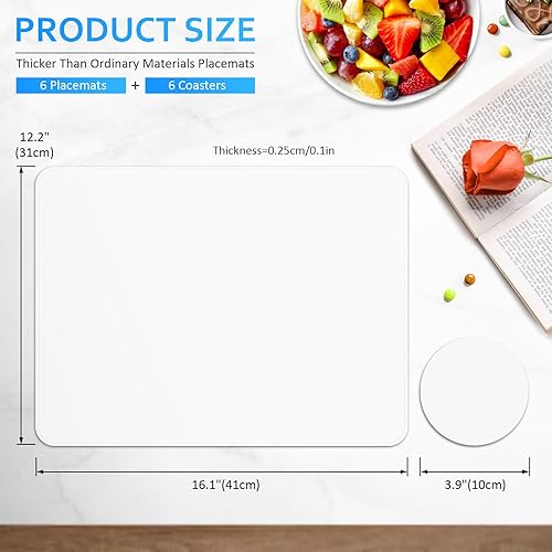Miniatura 2 de Juego de 6 manteles individuales de vinilo, de piel sintética, resistentes al calor, impermeables, lavables, para mesa de comedor y posavasos para
