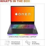 HP Omen Max Ordinateur Portable de Jeu, écran WQXGA 16" 240 Hz, AMD Ryzen AI 9 HX 375 (12C) 55 NPU Tops - Jusqu'à 5,1 GHz, NVIDIA GeForce RTX 5080 16 Go VRAM, 32 Go de RAM, SSD 1 to, Win 11, QWERTZ - 14