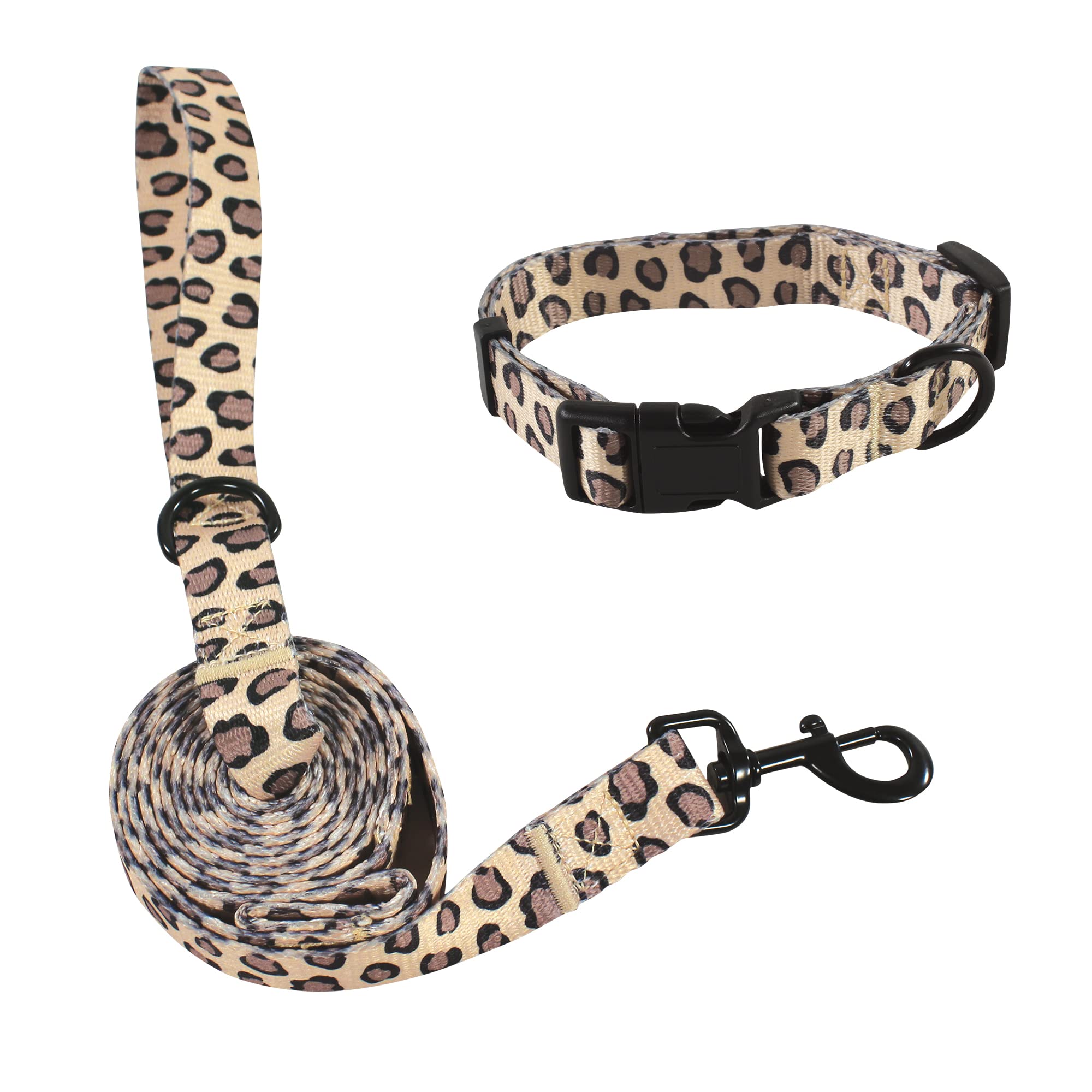 Luvable Friends Set mit Halsband und Leine, Unisex, Leopardenmuster, Größe S