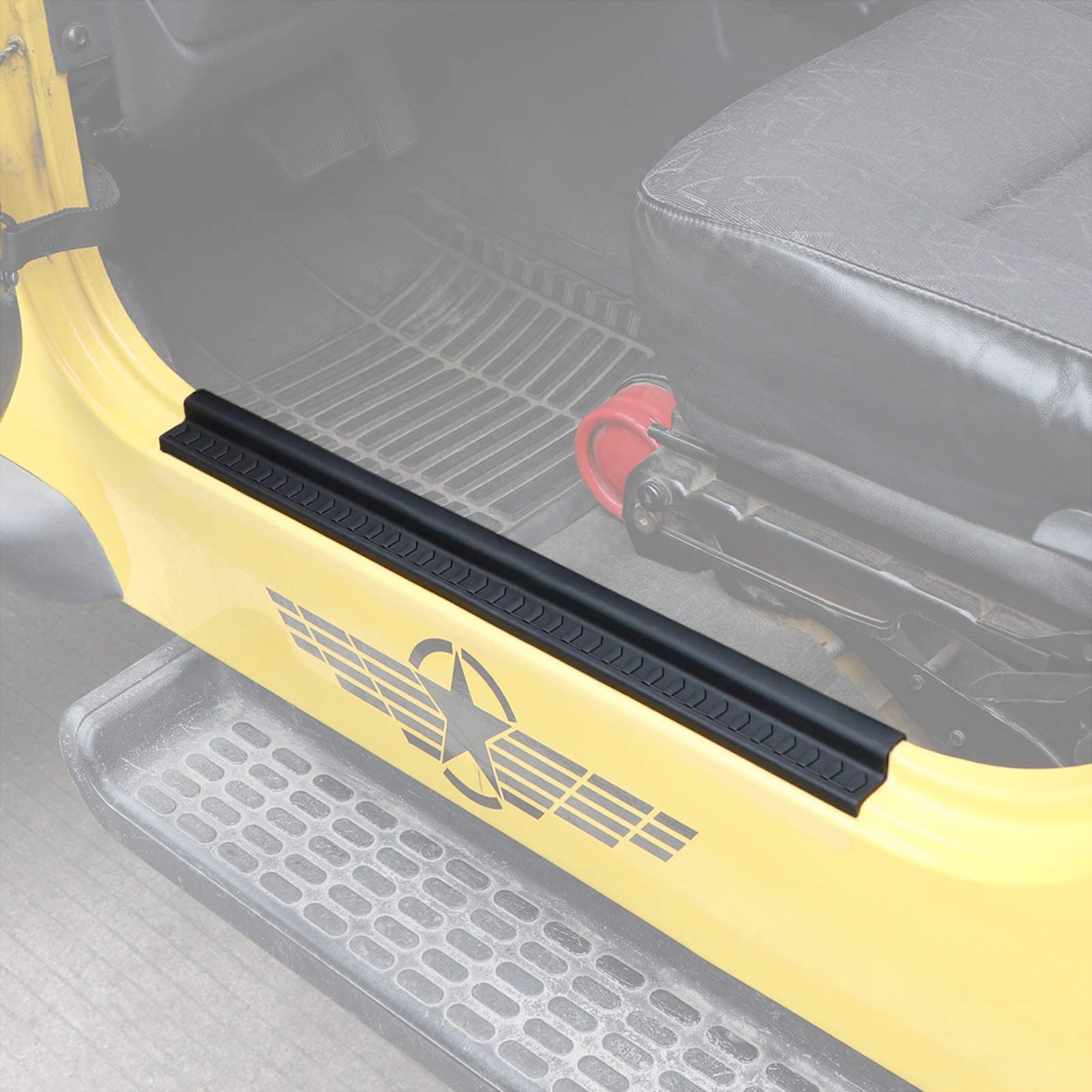 MASO Protections Seuil Portière Wrangler TJ 1997-2006 - Lot 2 Noir Texturé Anti-rayures
