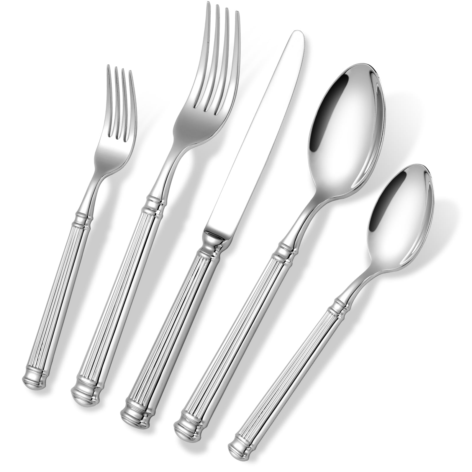 Silverware Set for 8, 18/10 Heavy Duty Stainless Steel Flatware Set, Prendcyx 40 Piece Premium Cutlery Sets including Spoons and Forks Set, Dishwasher Safe — Amazon image 13