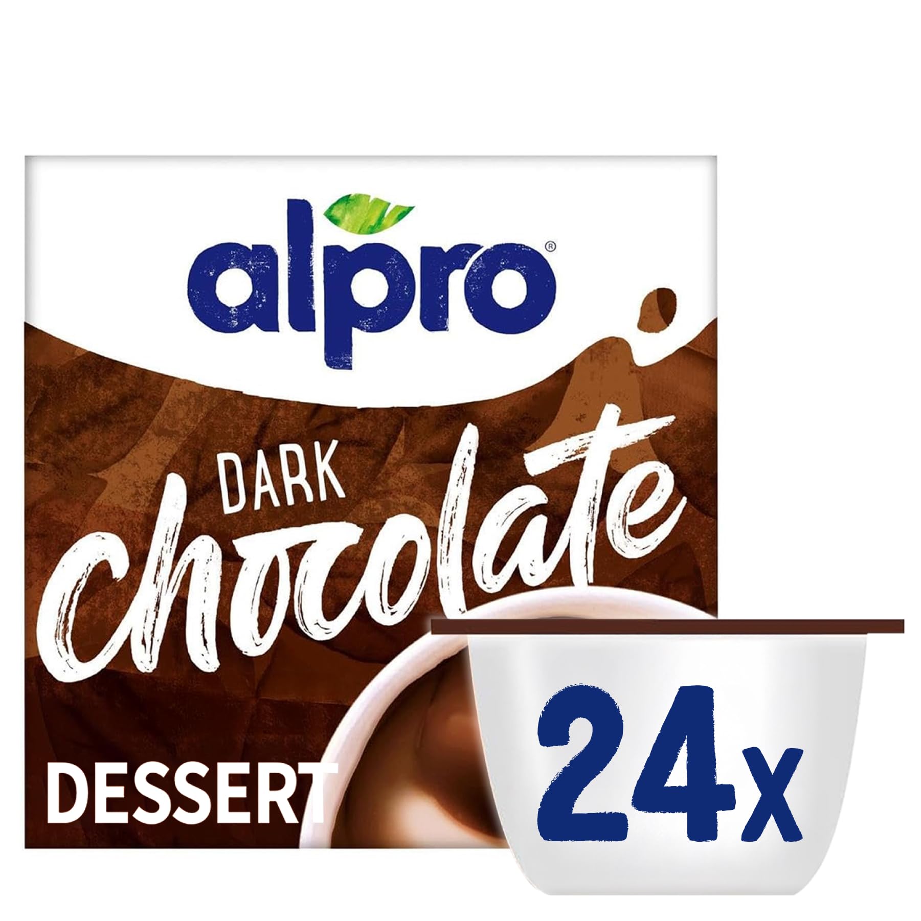 Alpro Dark Chocolate Soya Dessert Alternative - Plant-Based Dairy Free No Added Sugar Pudding & Dessert Multipack - 1L (Pack of 8)