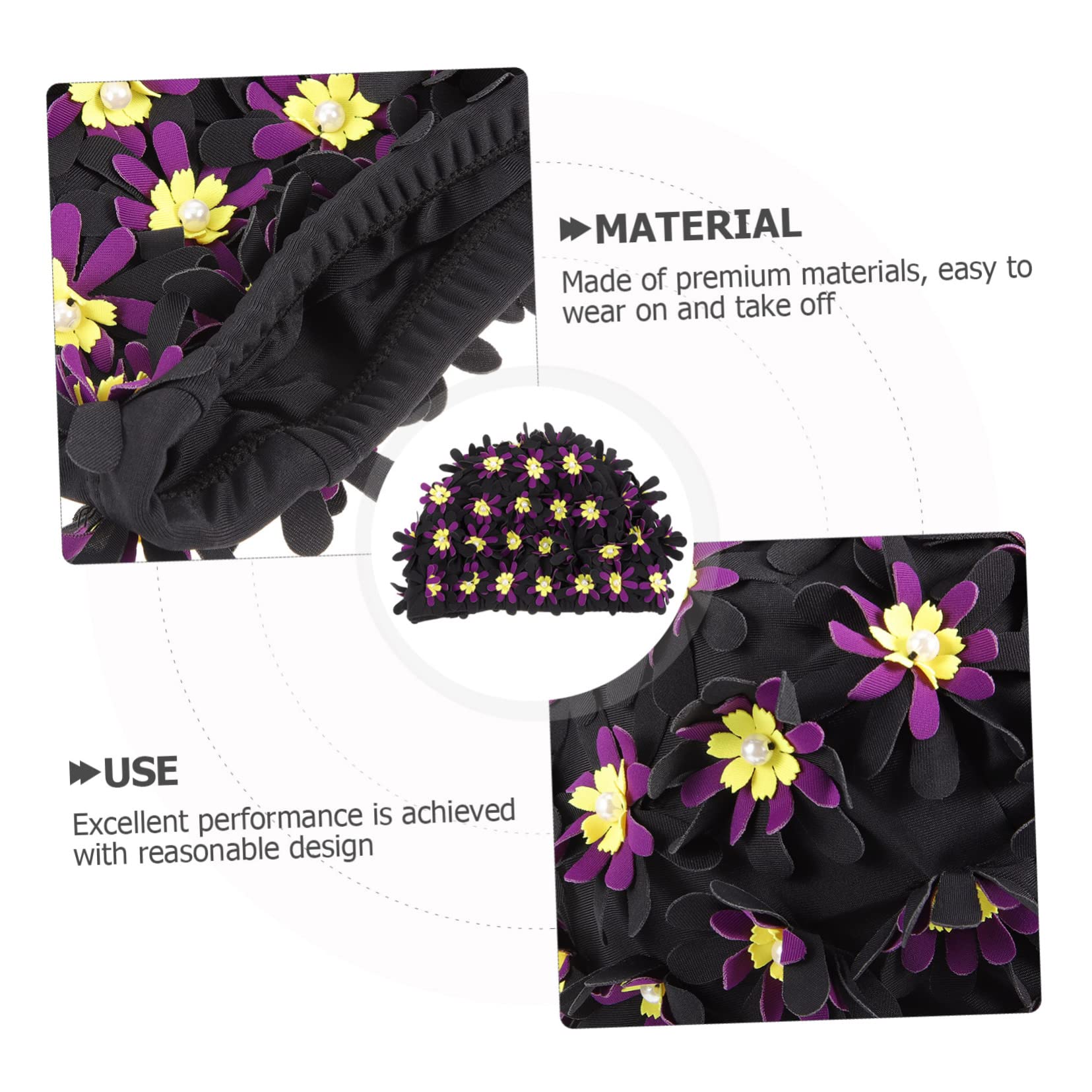 Sosoport Aumentar El Sombrero De Natación De Flores Gorra De Baño Gorro De Baño Mujer Gorro De Baño De Pelo Nadar Gorro De Baño para El Cabello Gorro De Baño para Poliéster