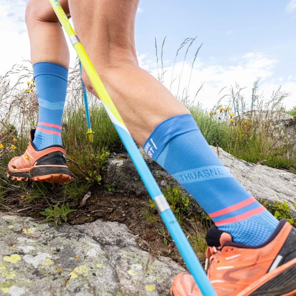 Thuasne - Chaussettes de Compression Mi-Mollet Running Sport UP ACTIV - Compression Dégressive de la Cheville vers le Mollet - Fabriquées en France