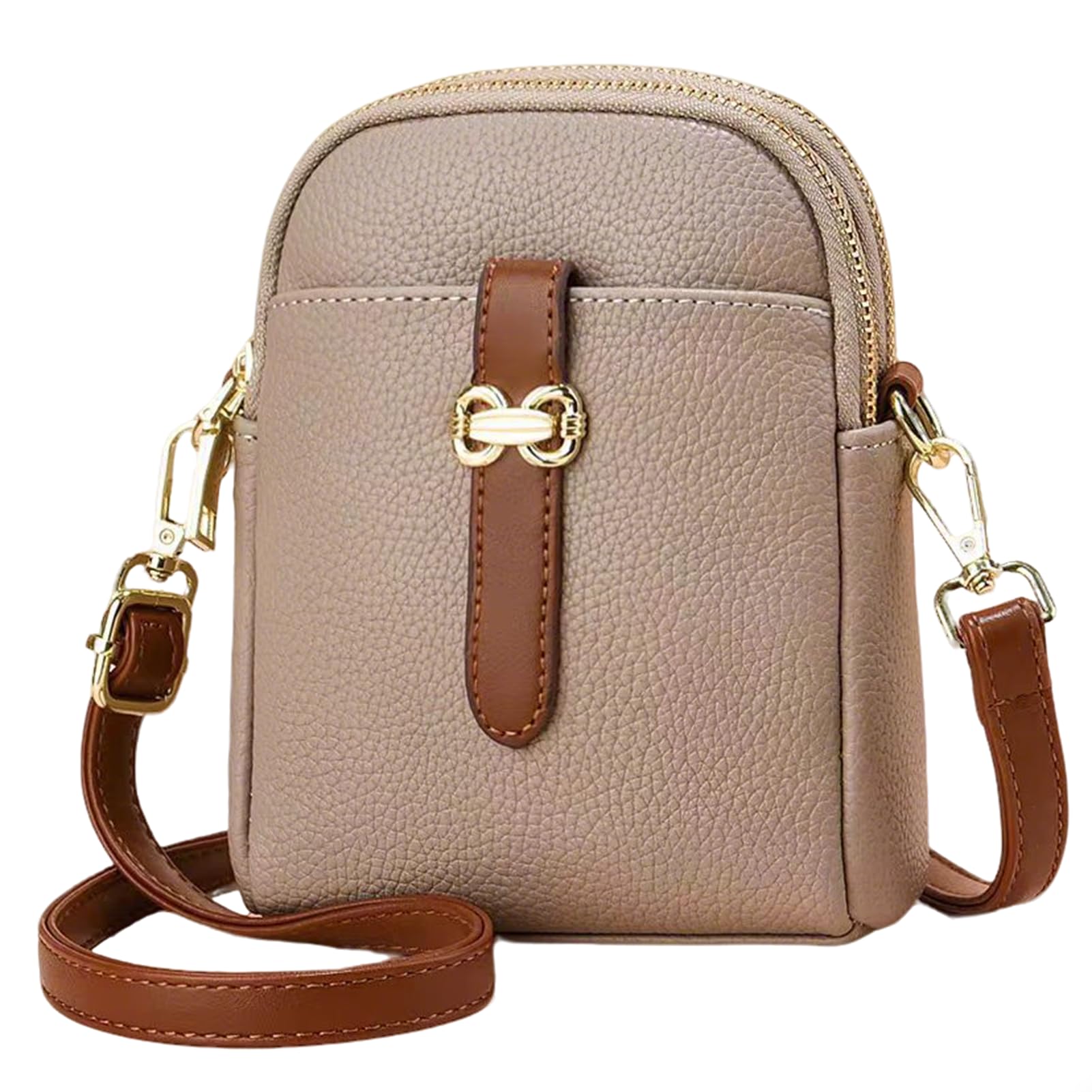 Leather Crossbody Bag for Women Men, Three Layers Large Capacity Messenger Bags Crossover Over the Shoulder Purse for Everyday Use Trip Walking Shopping