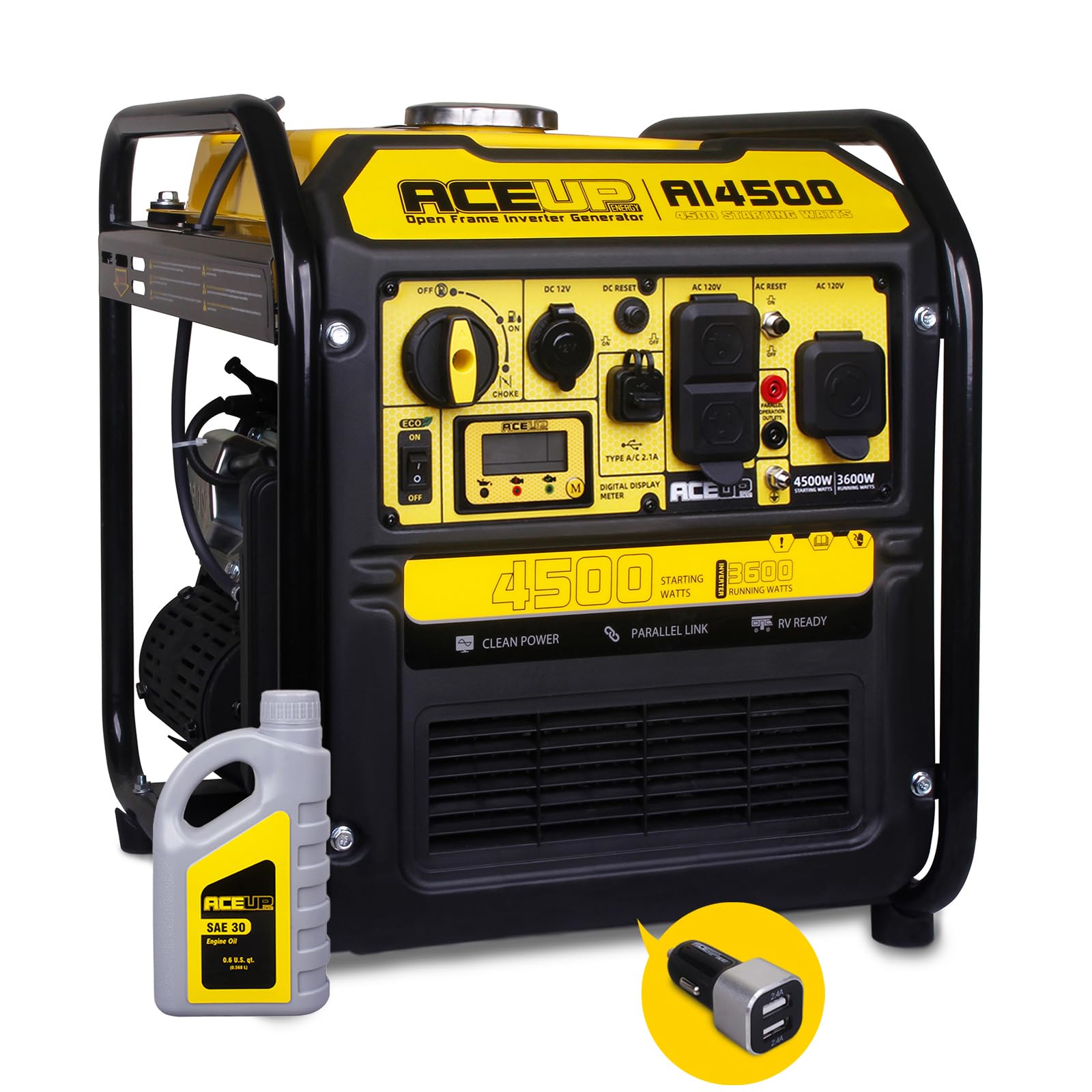 Aceup Energy 4500 Watt Inverter Generator 223CC, Gas Powered Generator for Home Use, Camping, EPA Compliant