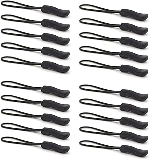 مقابض سحب ابجريد من ديلفينو بجودة فائقة بديل لسوستة الامتعة والشنط والجاكيتات والمحافظ وشنط اليد، 20 قطعة، لون اسود