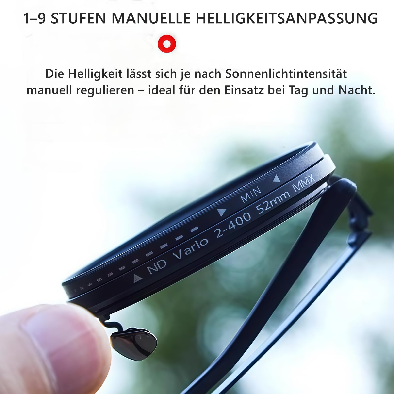 9-stufig verstellbare runde polarisierte Sonnenbrille für Herren | Autofahren, Angeln, Reisen | ND-Linse mit UV400-Schutz,verstellbare Linsen