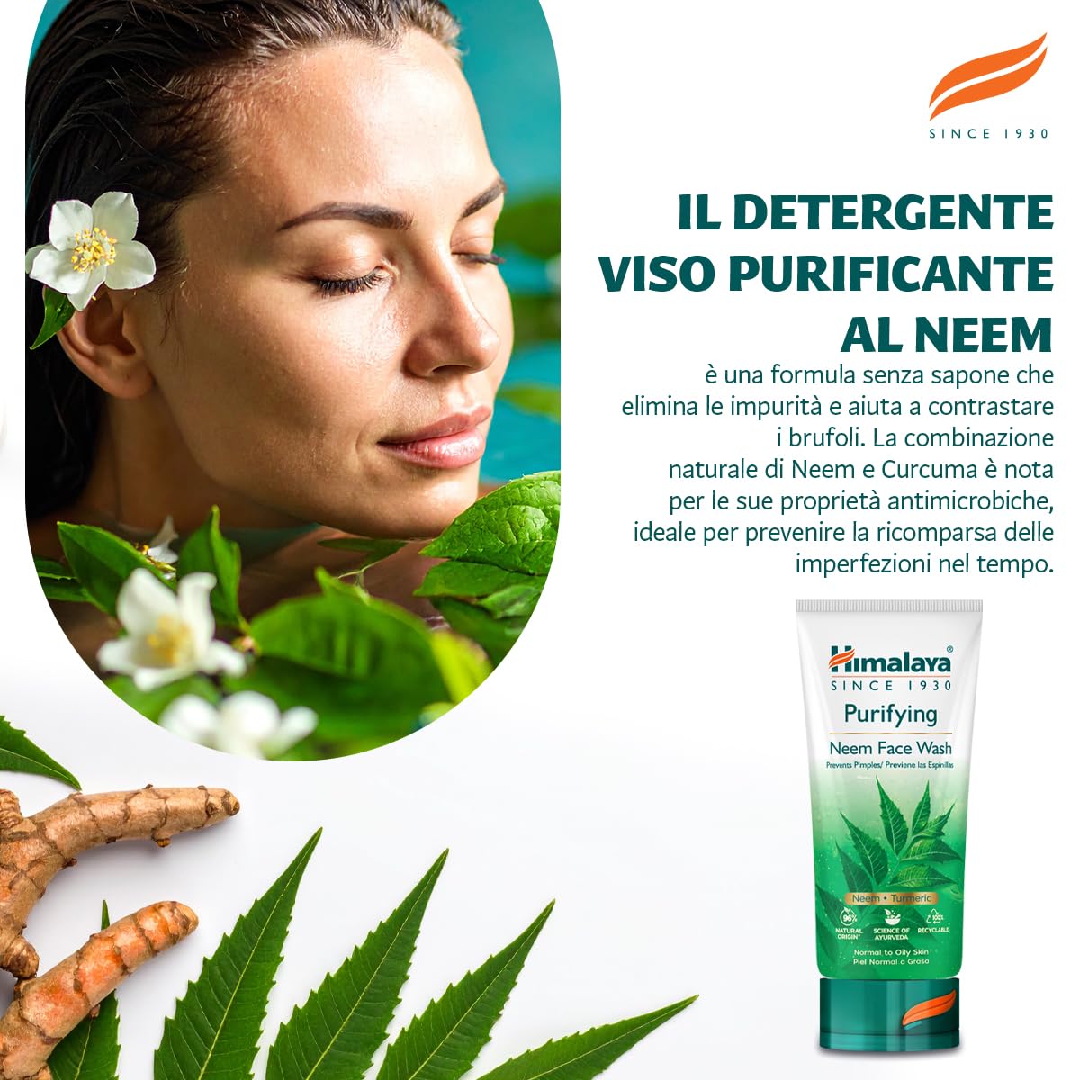 HIMALAYA HERBALS Neem Gel detergente viso purificante al Neem, 2 unità x 150 ml, l'imballaggio può variare
