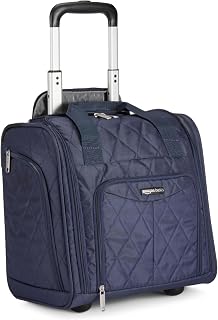 Amazon Basics 14" Underseat Carry-On Luggage with Wheels, Navy Quilted