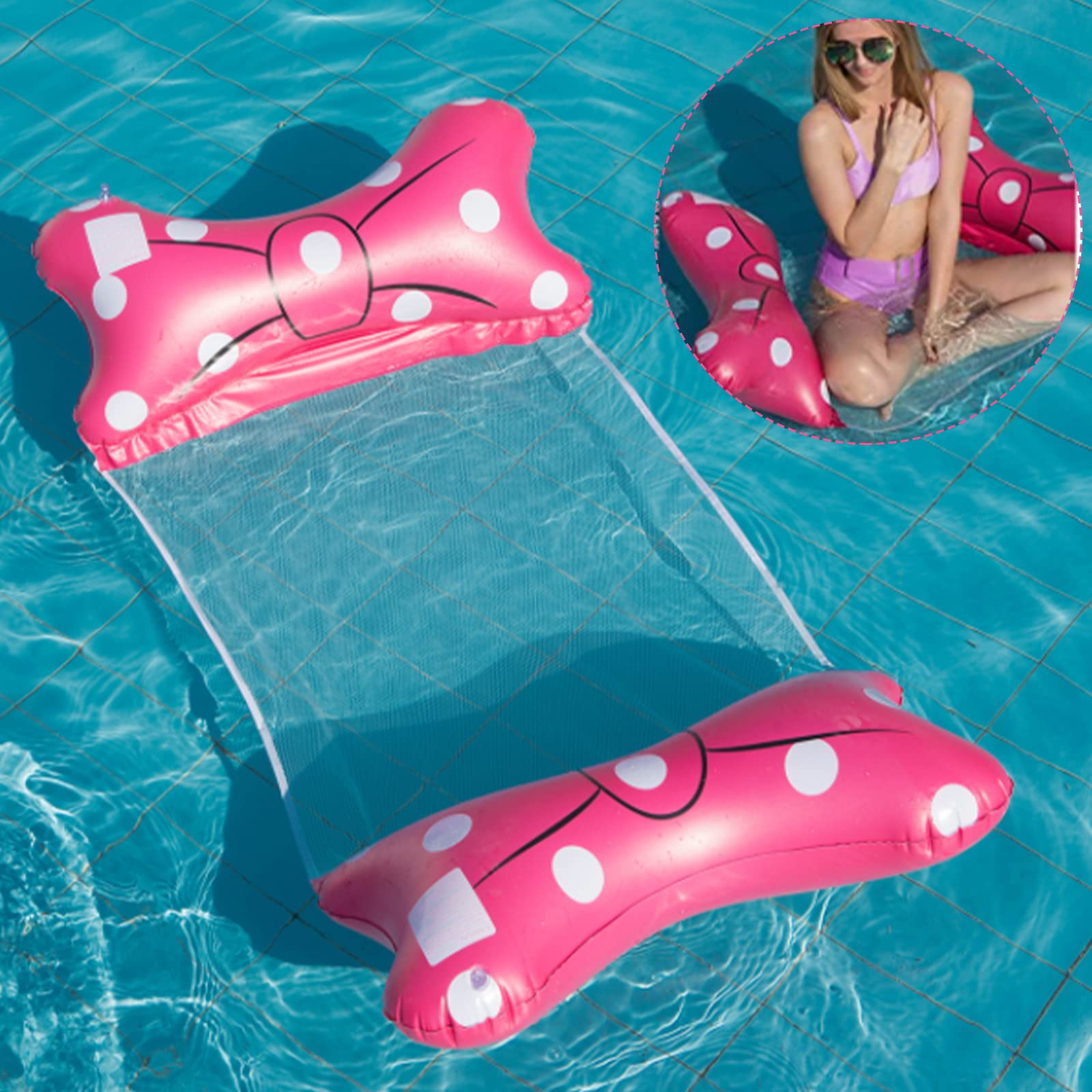 Hamaca de agua inflable, hamaca 4 en 1 de agua, hamaca inflable, colchón de natación, silla de agua de salón, flotador de piscina, juguete de piscina, hamaca flotante para adultos y niños