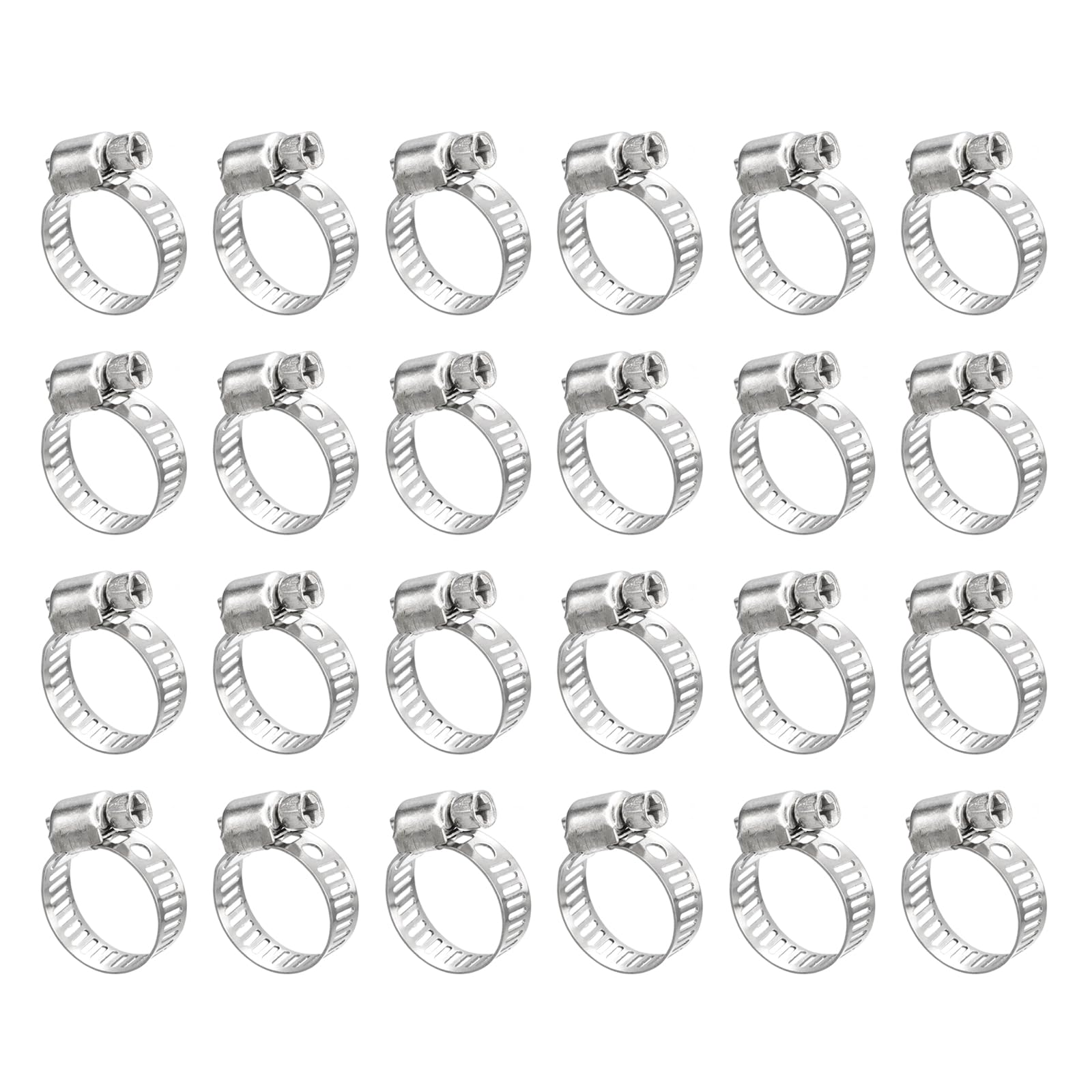 uxcell Worm Gear Hose Clamp, 24pcs 1/2", 3/4" Adjustable Stainless Steel Hose Clamps Duct Clamp for Securing Hose Pipe