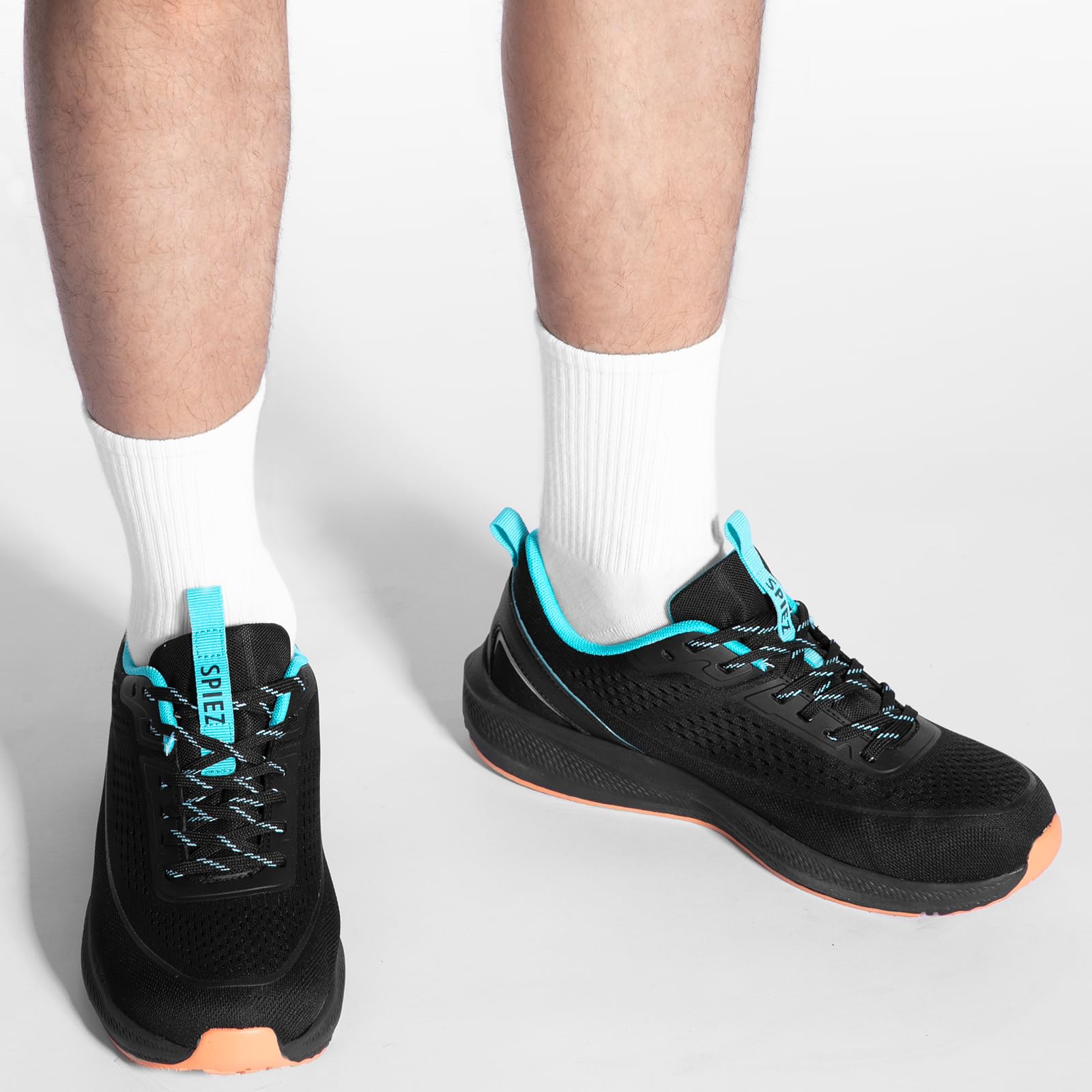 SPIEZ Arbeitsschuhe Herren, Nicht Stahlkappenschuhe Leicht Atmungsaktive Orthopädische Einlegesohlen Sicherheitsschuhe Schwarz EU40-46