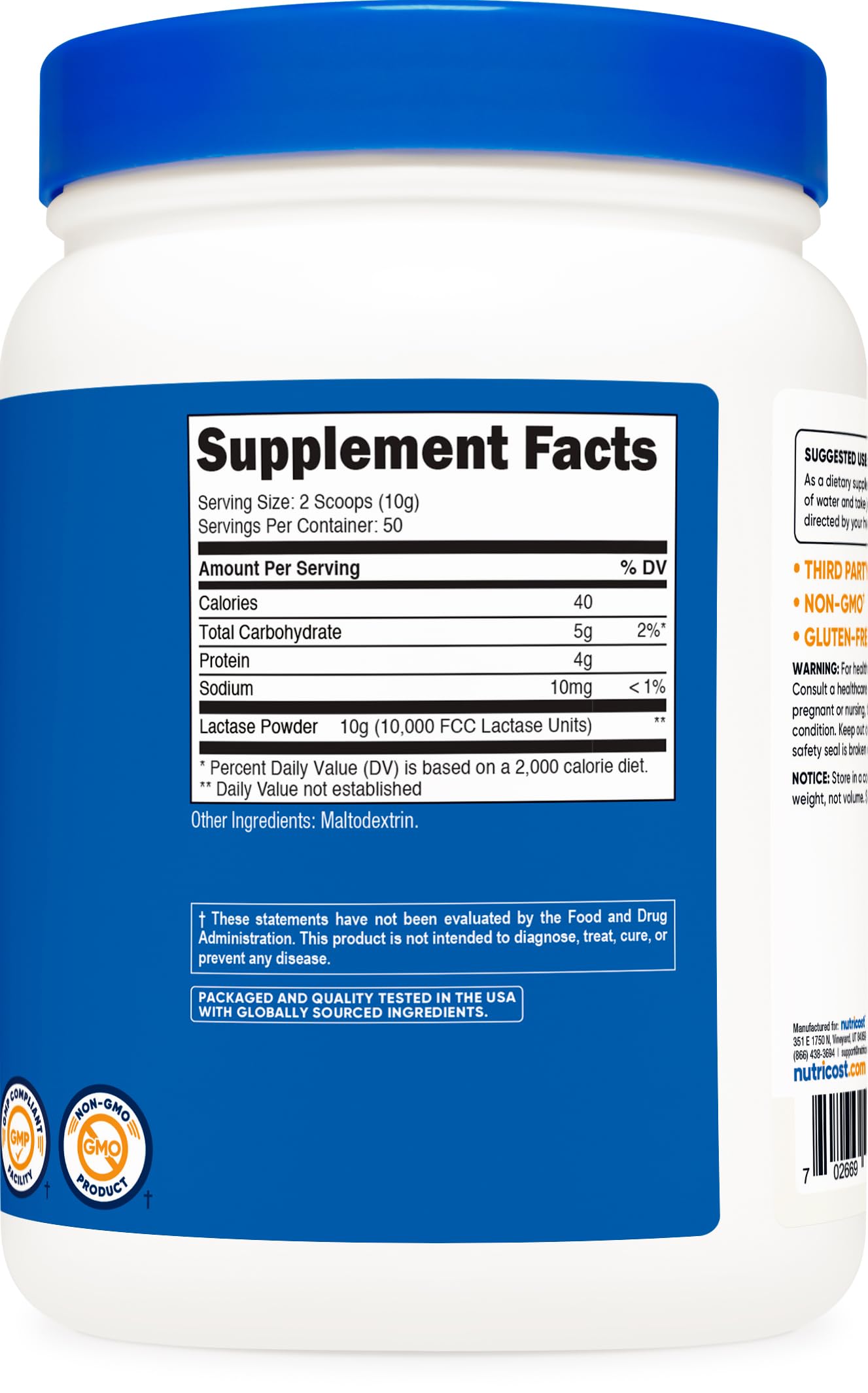 Nutricost Lactase Powder 500 Grams - GMO-Free, Gluten Free — Amazon image 5