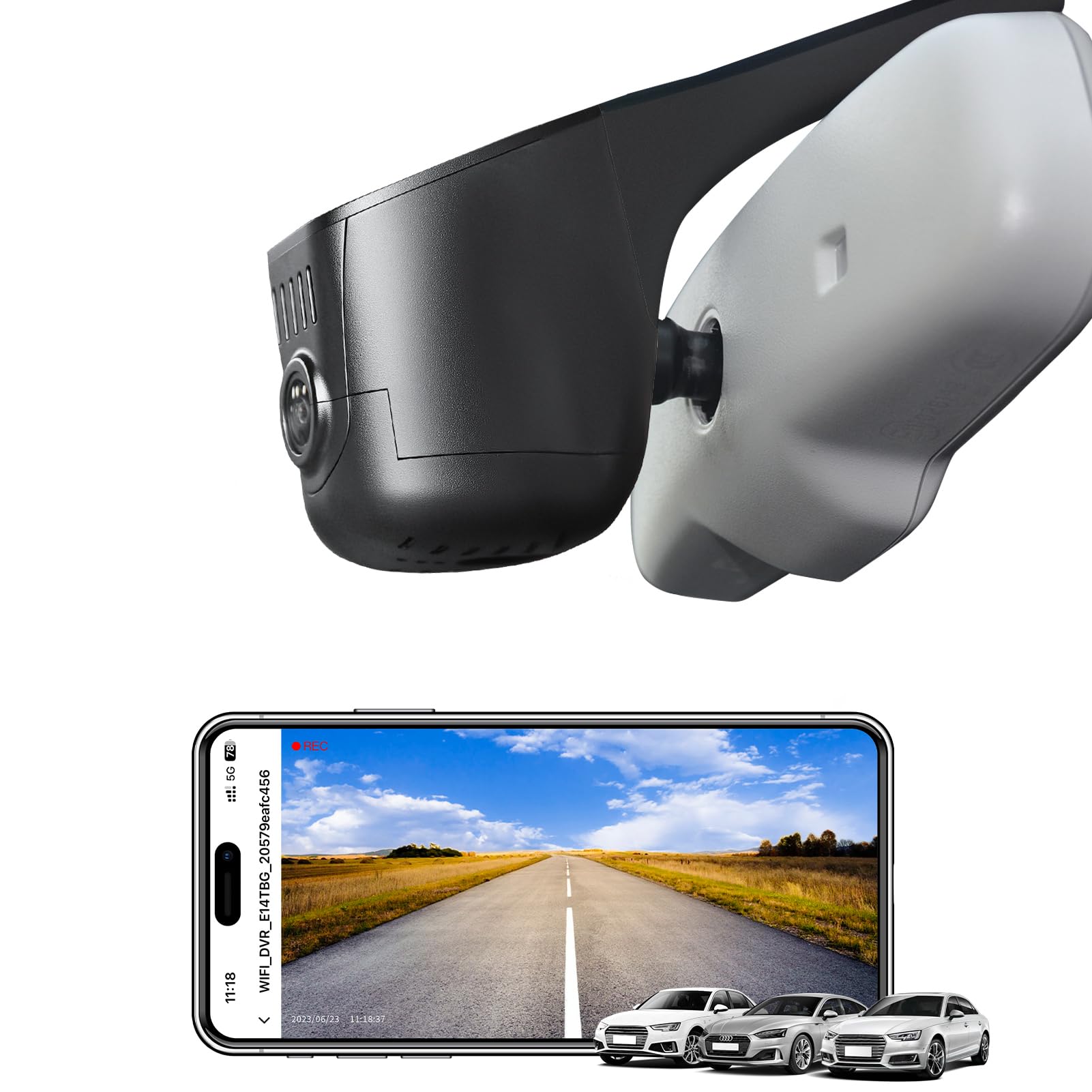 Mangoal Dashcam Avant 4K pour Audi (Modèle C Noir), Style OEM Intégré