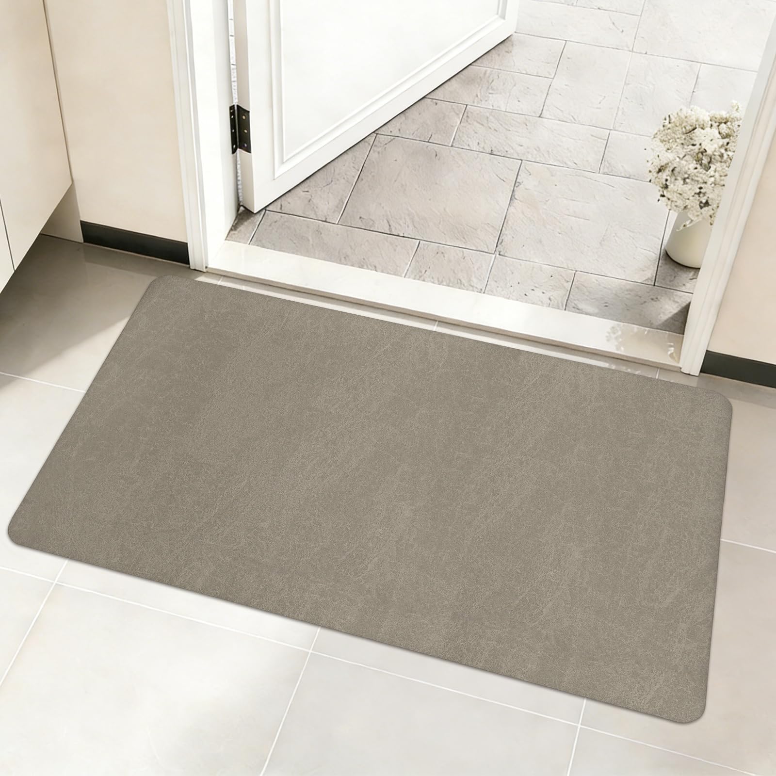 M METERXITY 1-Pack Front Door Mat, 31x20 Inch Diatomite Mud Indoor Outdoor Entrance Washable Absorbent Low Profile Doormat for Patio/Porch Entryway, Heavy Duty Welcome Mats [Coffee Brown]