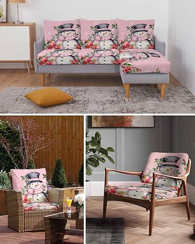 Miniatura 7 de Fundas de cojín para sofá de Navidad con diseño de muñeco de nieve, funda elástica para sofá con parte inferior elástica, fundas de sofá con diseño