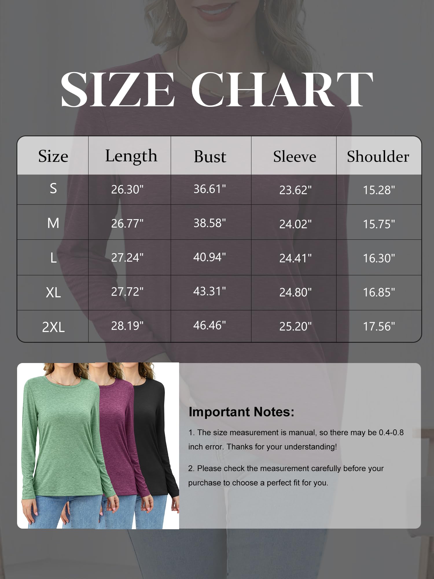 Camisetas de manga larga para mujer, con cuello redondo, básicas, camisetas casuales de primavera