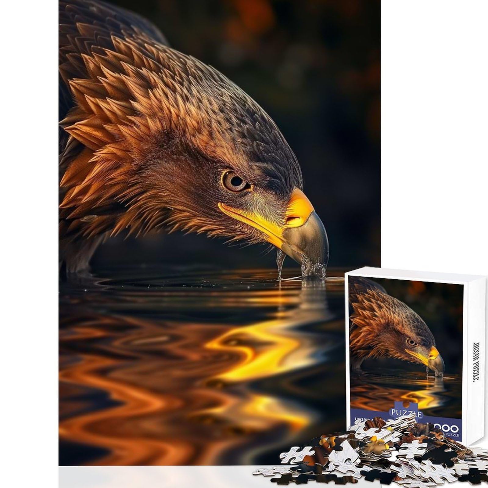Magical Eagle In The Dark Jigsaw Puzzles for Adults 1000 Piece Recall Fun Play Advanced Laser Cutting Tech Family Fun Night Activity 50x75cm