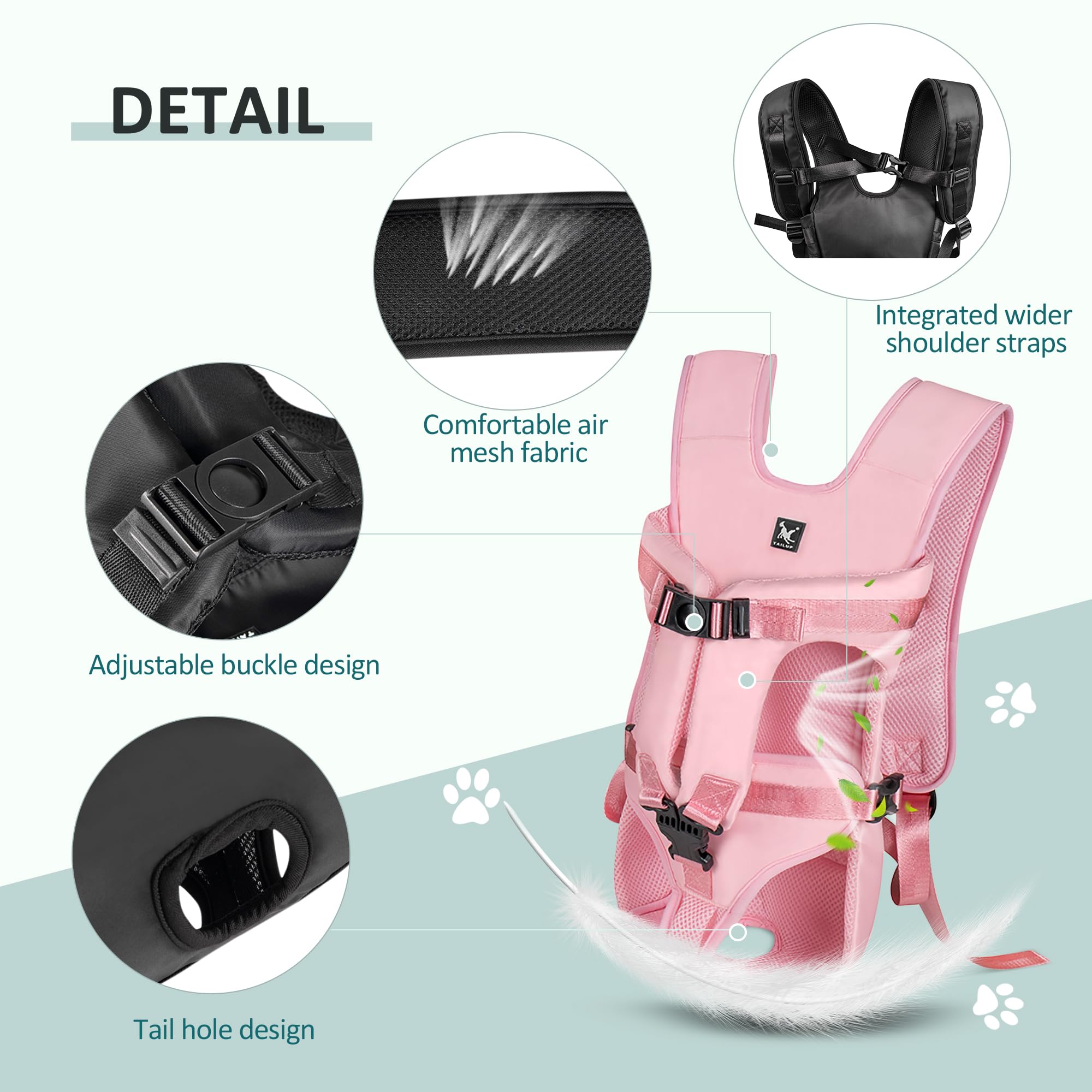 ALLSOPETS Dog Front Carrier Backpack, Portable Adjustable Pet Backpack for Small Medium Dogs Legs Out Chest Bag - Image 2
