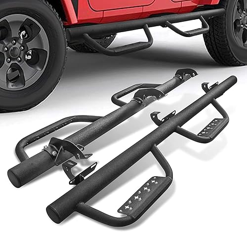 MOSTPLUS Estribo Nerf Bar compatible con Jeep Wrangler JL 2018-2022 de 4 puertas Unlimited Sports Sahara Rubicon 3 pulgadas de paso lateral redondo