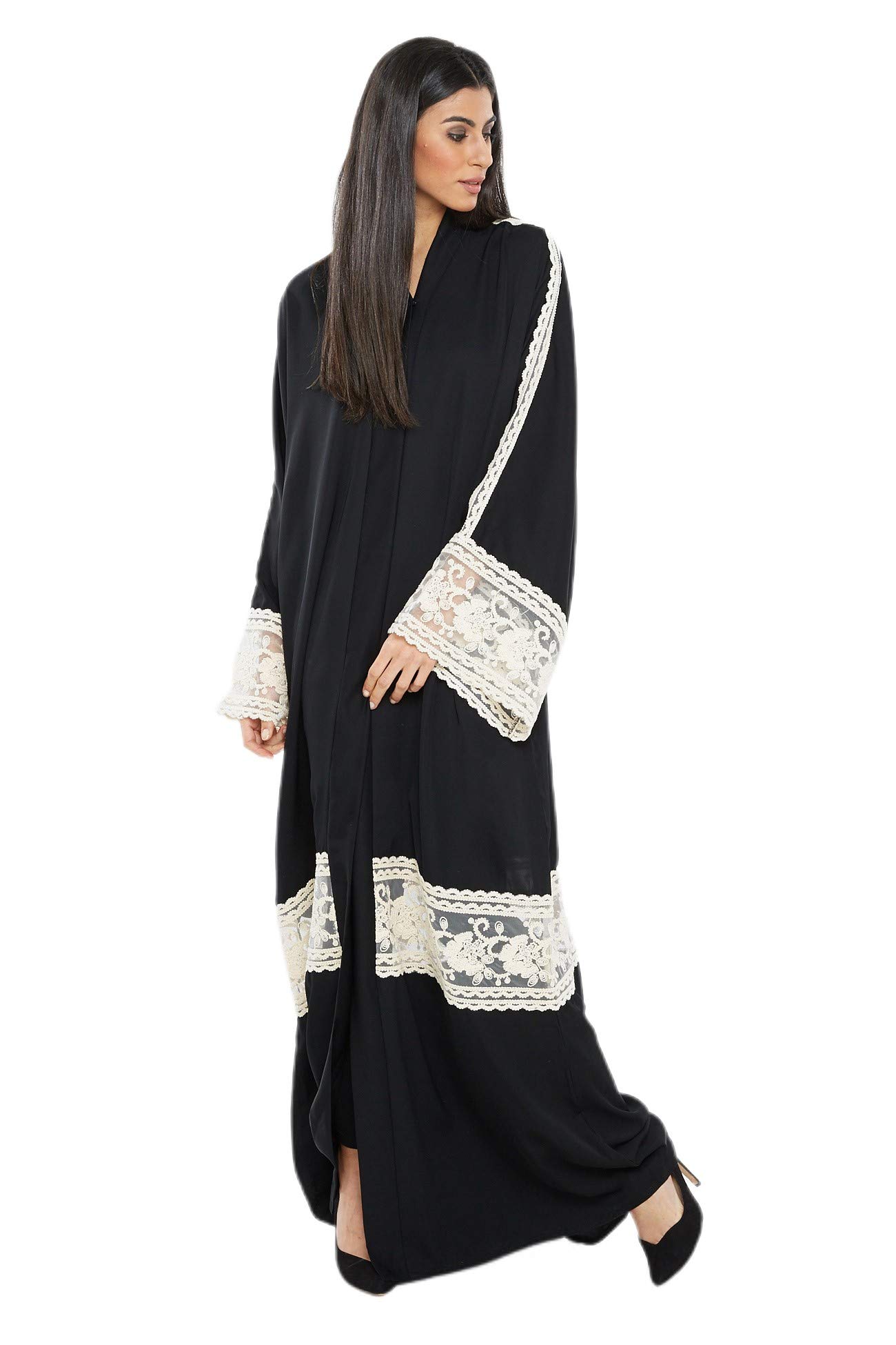 NukhbaaWomens Abaya Made With Fine Fabric, Comes With Matching Hijab AJ118A