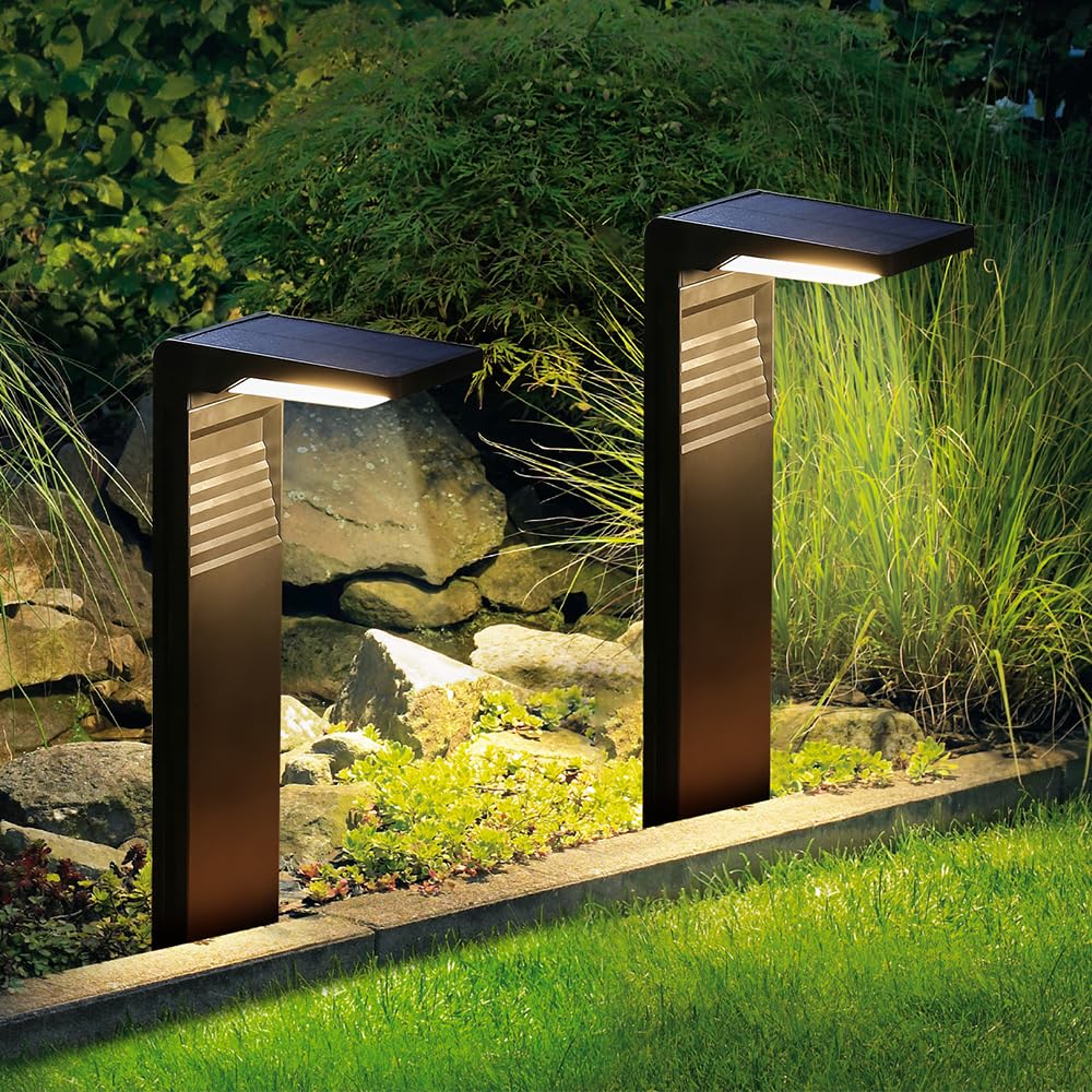 GLEDOPTO GLEDOPTO Solar Light Outdoor Garden Waterproof Solar Lights for Yard Pathway Landscape Decorative Lawn Warm/White Light (White Light (2 Pack))