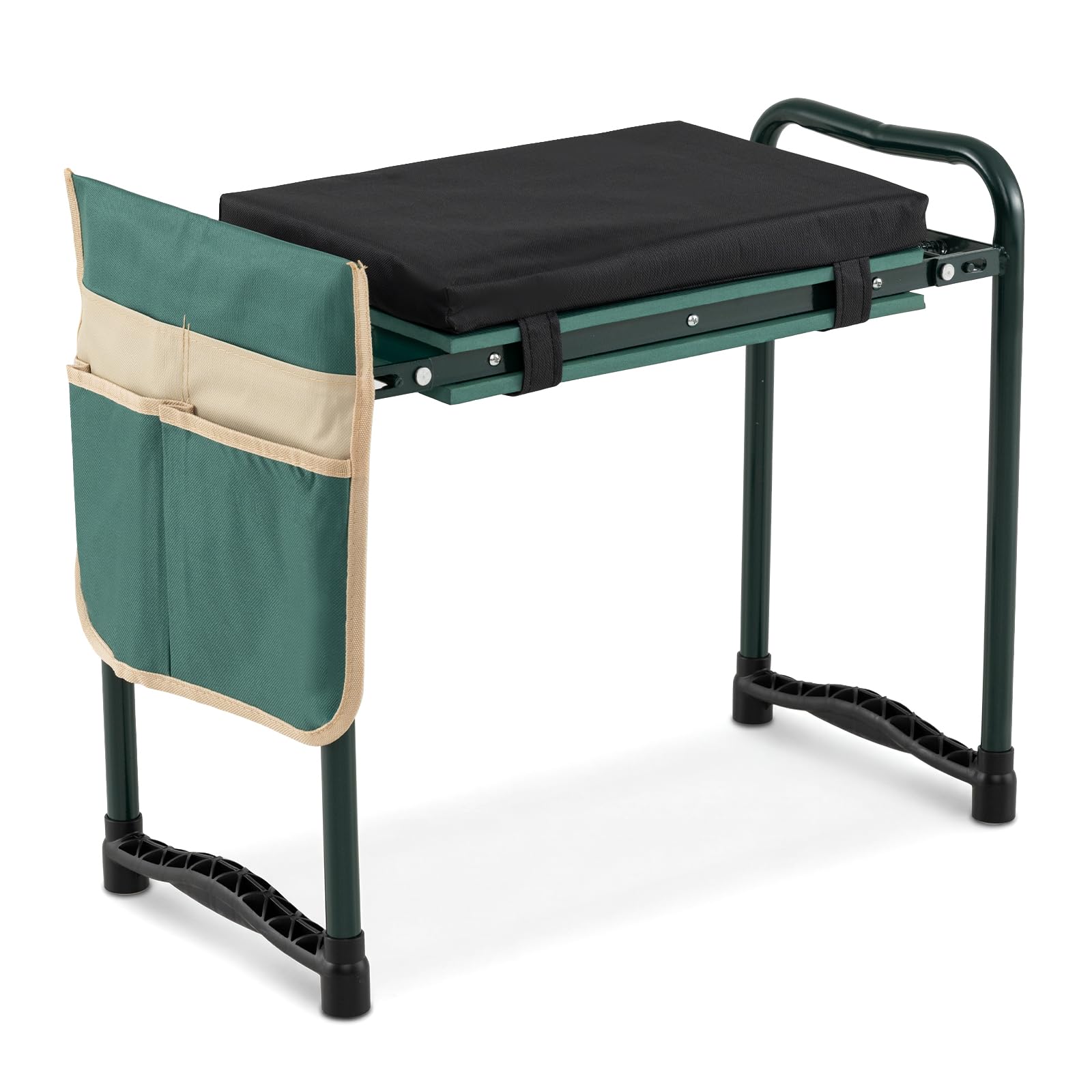 2-in-1 Garden Kneeler and Seat, Folding Garden Seat w/EVA Foam Kneeling Pad &amp; Removable Tools Pouch, Sturdy Steel Frame, No Assembly, Portable Heavy Duty Garden Stool for Women Men Seniors