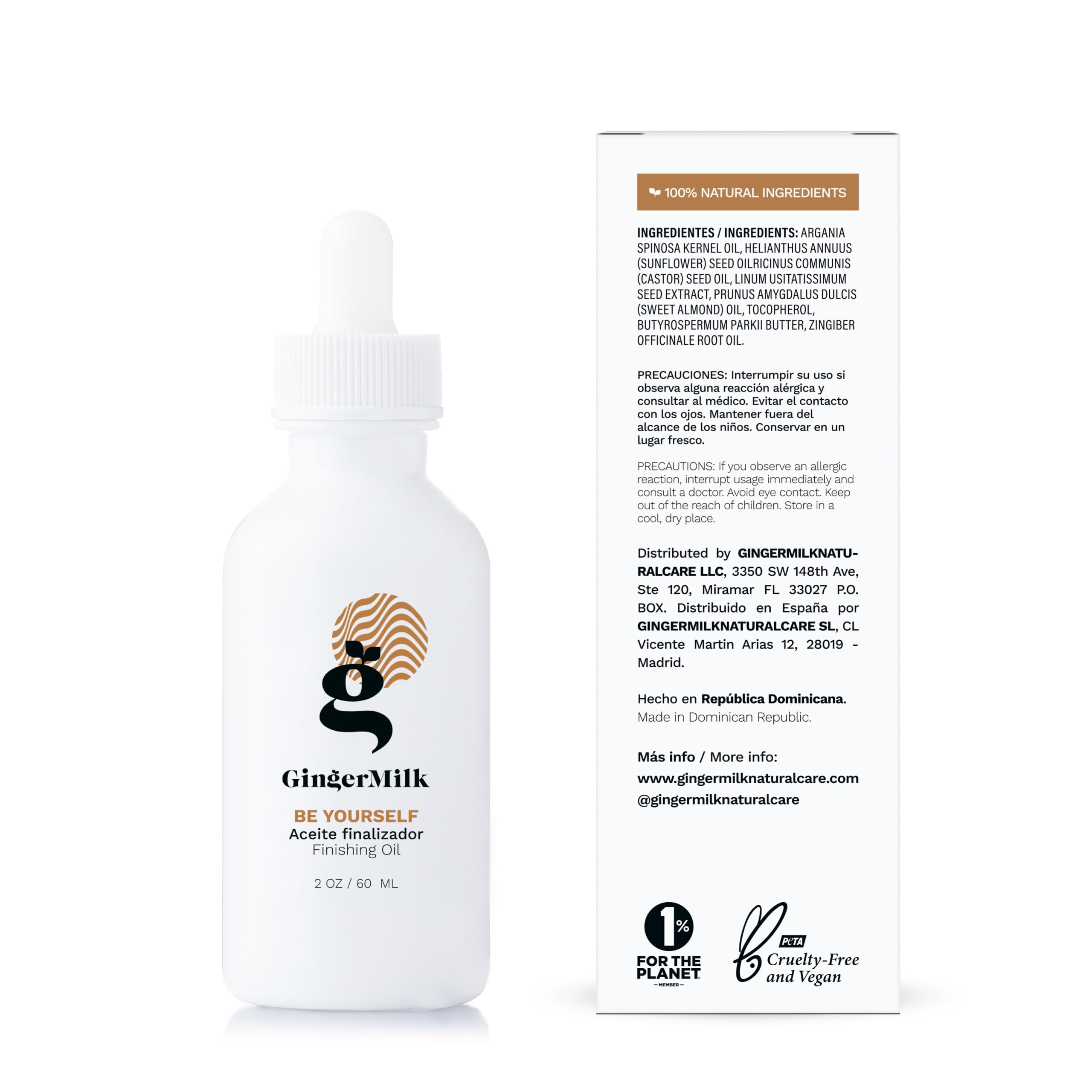 Ginger Milk Rutina Capilar para Rizos Be Yourself, Kit Curly con Shampoo, Mascarilla, Leave-In, Gel Definidor y Aceite para Pelo Rizado y Ondulado