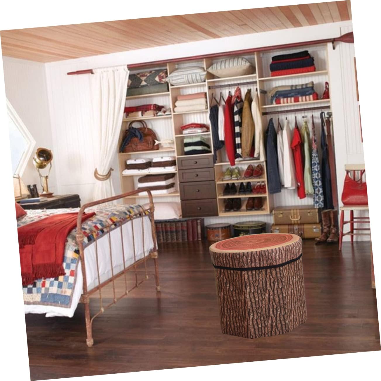 MERRYHAPY Creative Fruit Folding Storage Organizer Stool Stylish Footstool Footrest with Storage Box for Home Bedroom Room Random Style