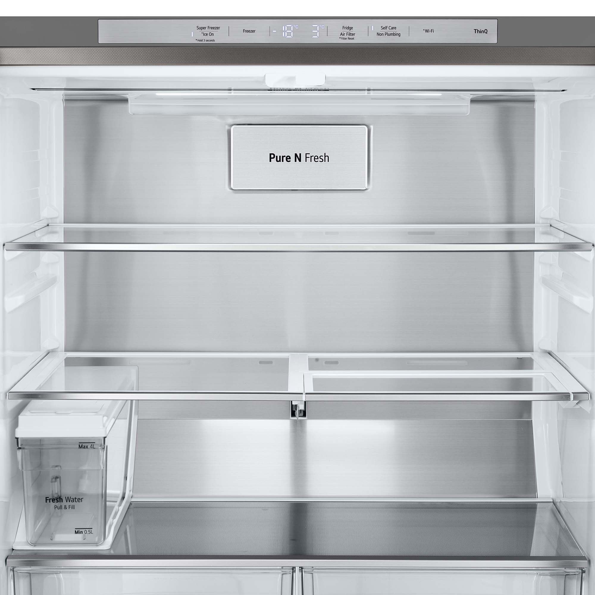 LG GMG861MBAE - Frigorífico American Combi InstaView, Clasificación E, 508 L, Door Cooling, Linear Cooling, UVNano, 1,80 m, Acero texturizado antihuellas