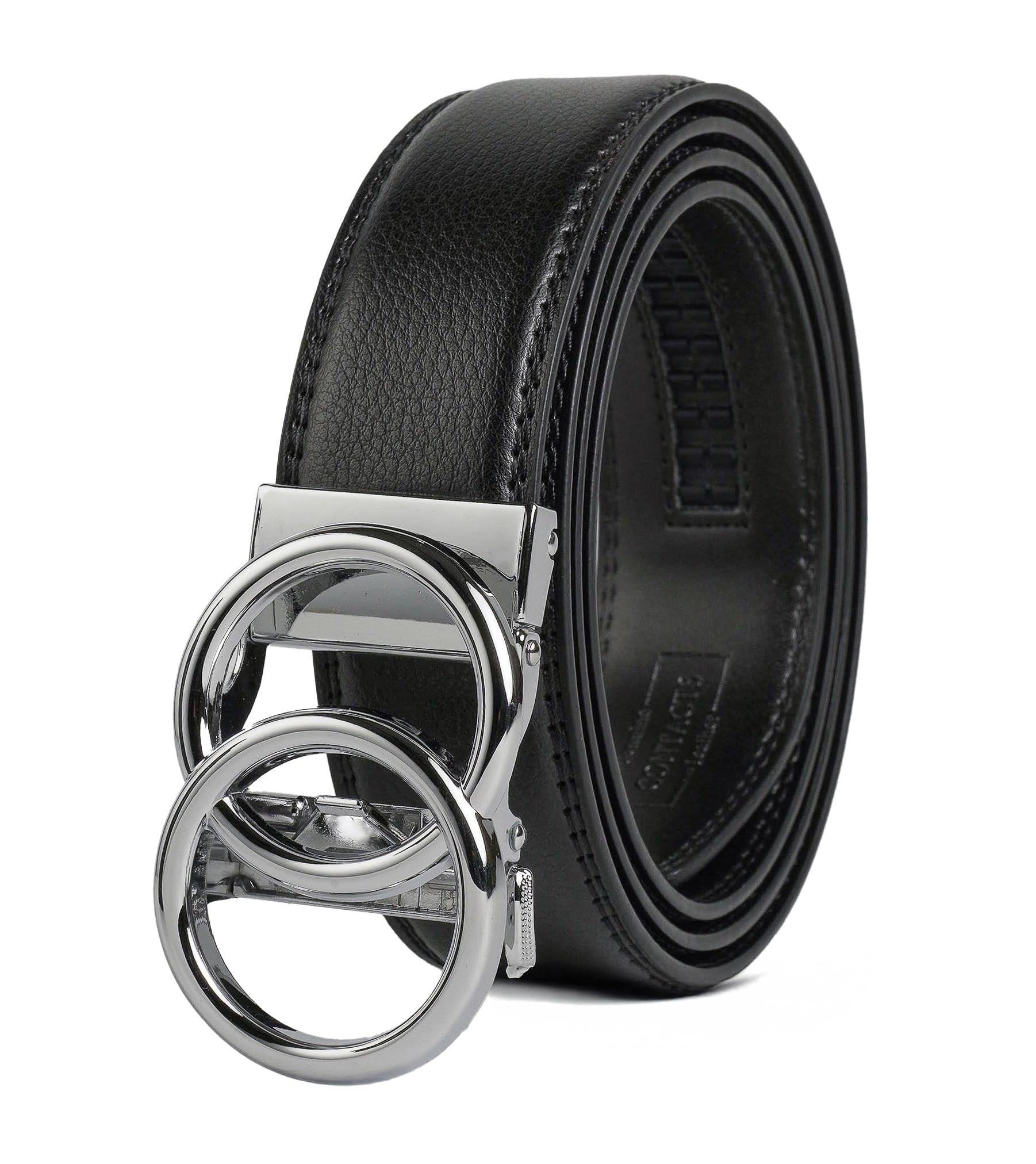 contacts Men's Genuine Leather Ratchet Belt | Automatic Buckle with Dual Ring Design | Stylish Adjustable Belt for Jeans, Trousers & Formal Wear-picture-44
