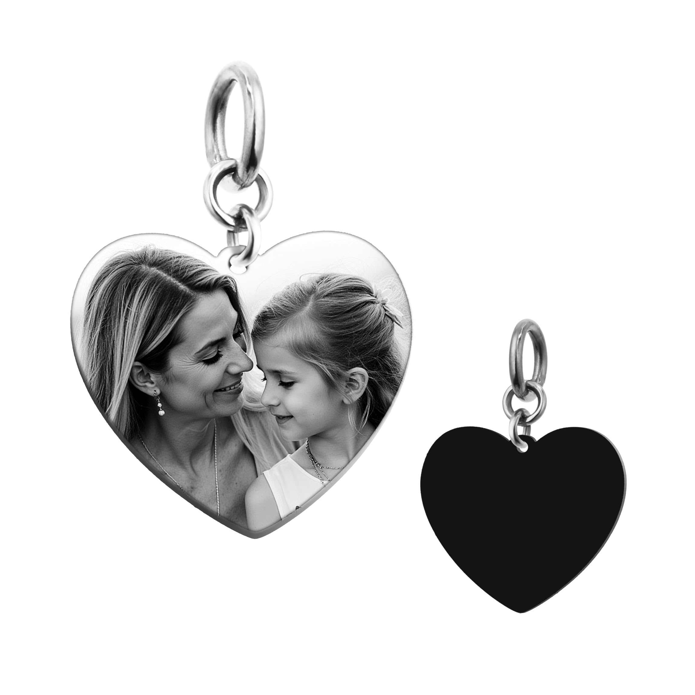 Queenberry Personalized Photo Charm and Message Engraving Pendant For European Charm Bracelet Mother's Day Gift for Mom