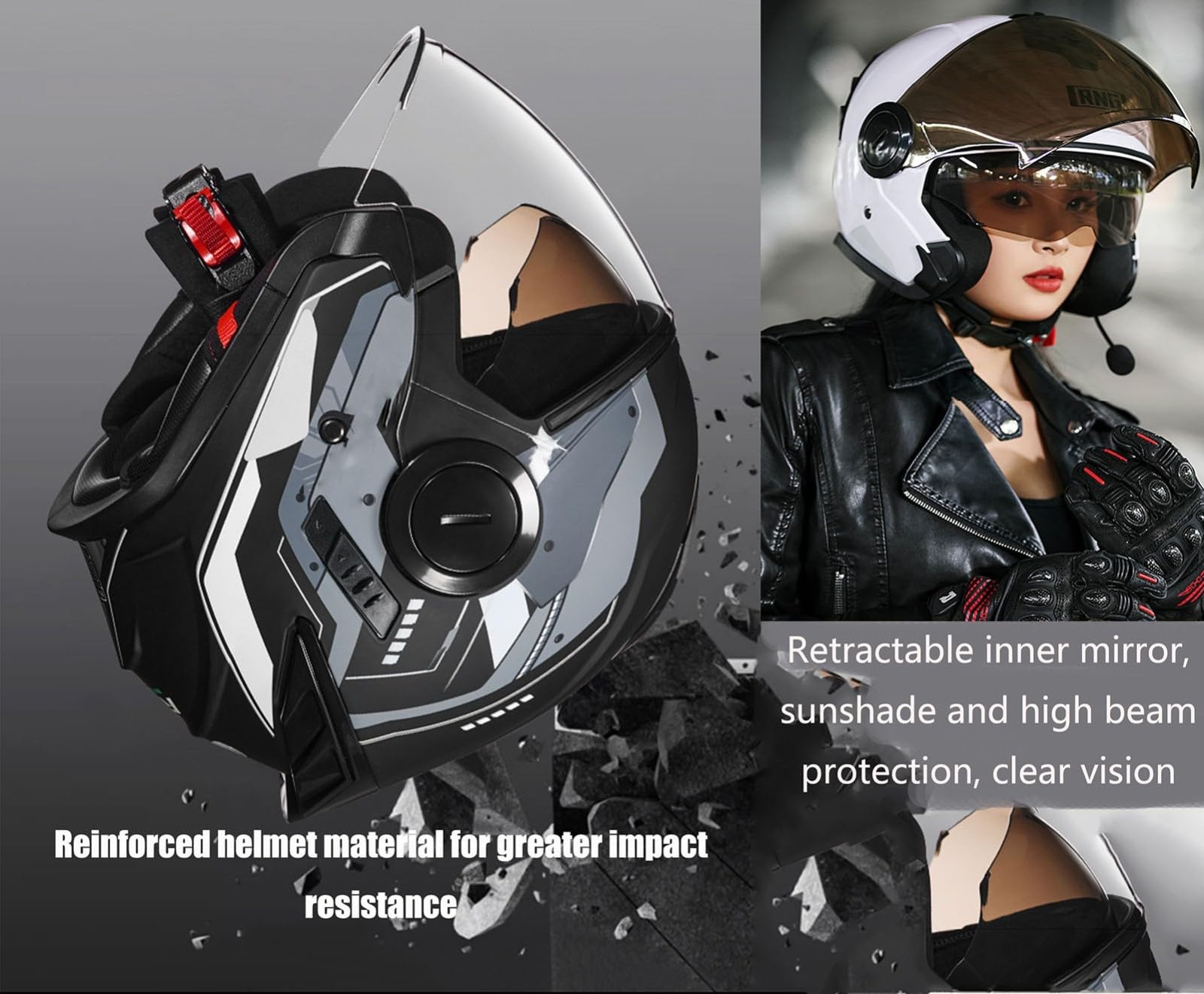 Casco Demi Jet, Casco Moto Casco Scooter All Seasons Con Doppia Visiera Casco Omologato DOT/ECE Casco Aperto Mezzo Casco Da Moto - Traspirante Casco Adulti Uomo E Donna