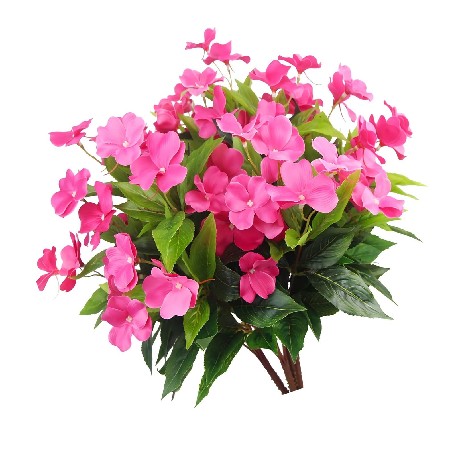 Tsophreniq Rose Red Artificial Impatiens Floral Arrangements, Colorfast Fabric Blooms For Indoor Venues, Parties & Pet-Friendly Spaces Floral Arrangements
