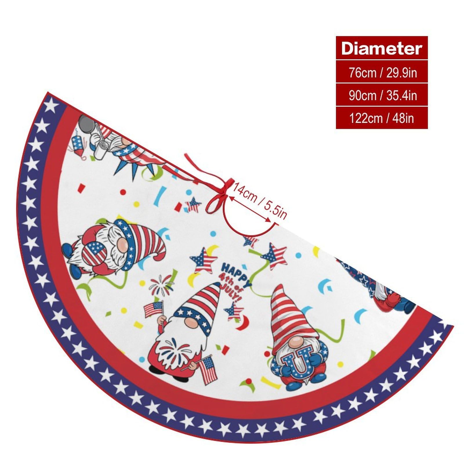 48 Inch Patriotic Tree Skirt Christmas Tree Decoration Holiday Family Gathering Decor Perfect for 4th of July Tree Skirt Festive Holiday Home Decor Christmas Celebration (Dwarf)