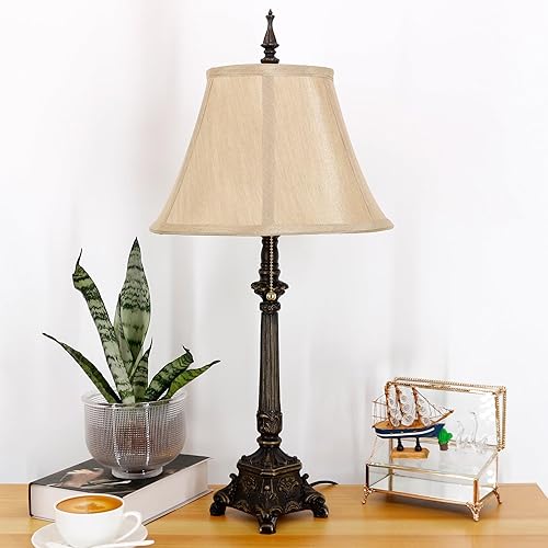Miniatura 3 de Farmhouse Table Lamp Antique Resin Base Traditional Rustic Mid-Century Desk Lamp 25.5 Inch Tall for Living Room Office Bedroom