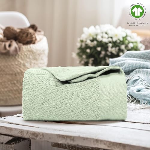 Miniatura 9 de THREAD SPREAD Manta tejida a mano con patrón geométrico de espiga 100% algodón de fibra extralarga, suave y acogedora, térmica para todas las