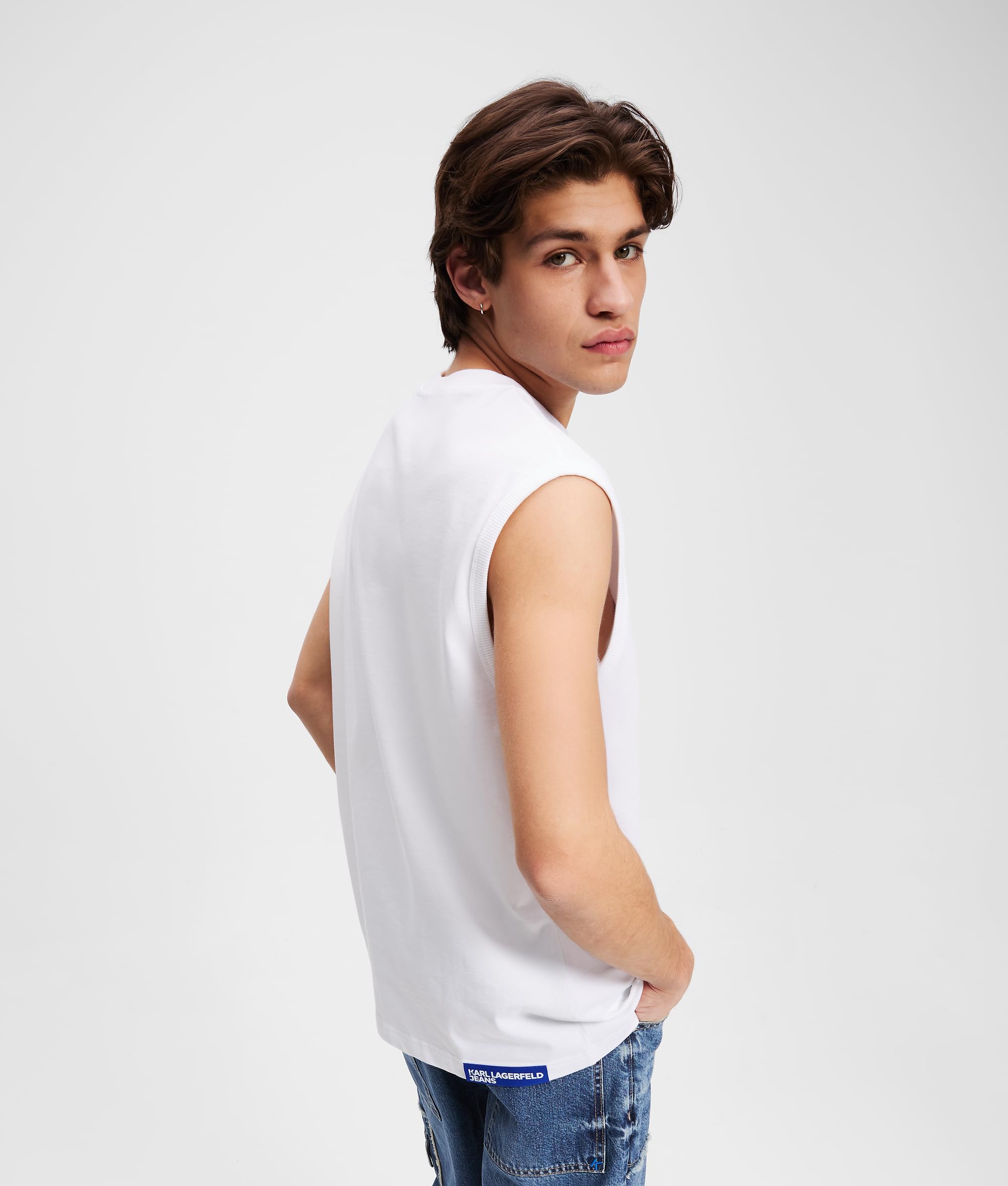 Karl Lagerfeld Jeans, Męskie, Relaxed Box Logo Tank, Relaxed Fit