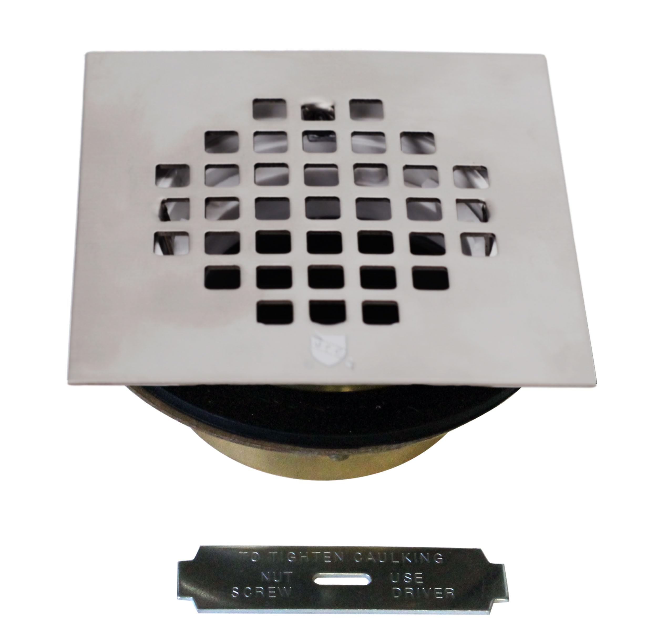 Westbrass Satin Nickel A206bs-07 4-1/4" Square Grate Shower Drain Cover With 2" Brass Drain Pipe,