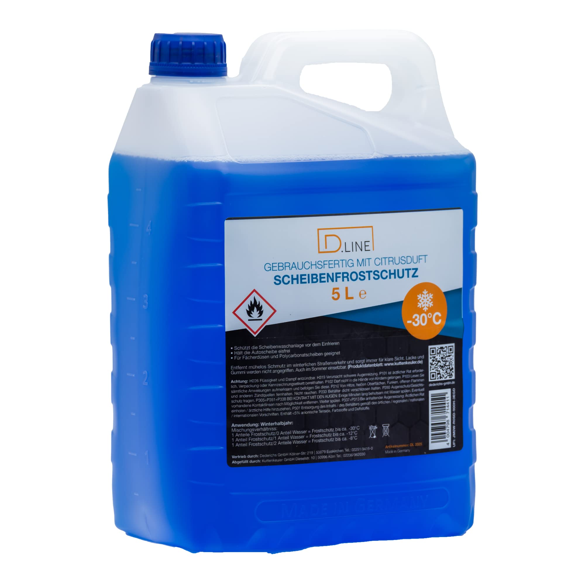 D.LINE Scheibenfrostschutz Gebrauchsfertig 5 Liter | Citrusduft, -30°C