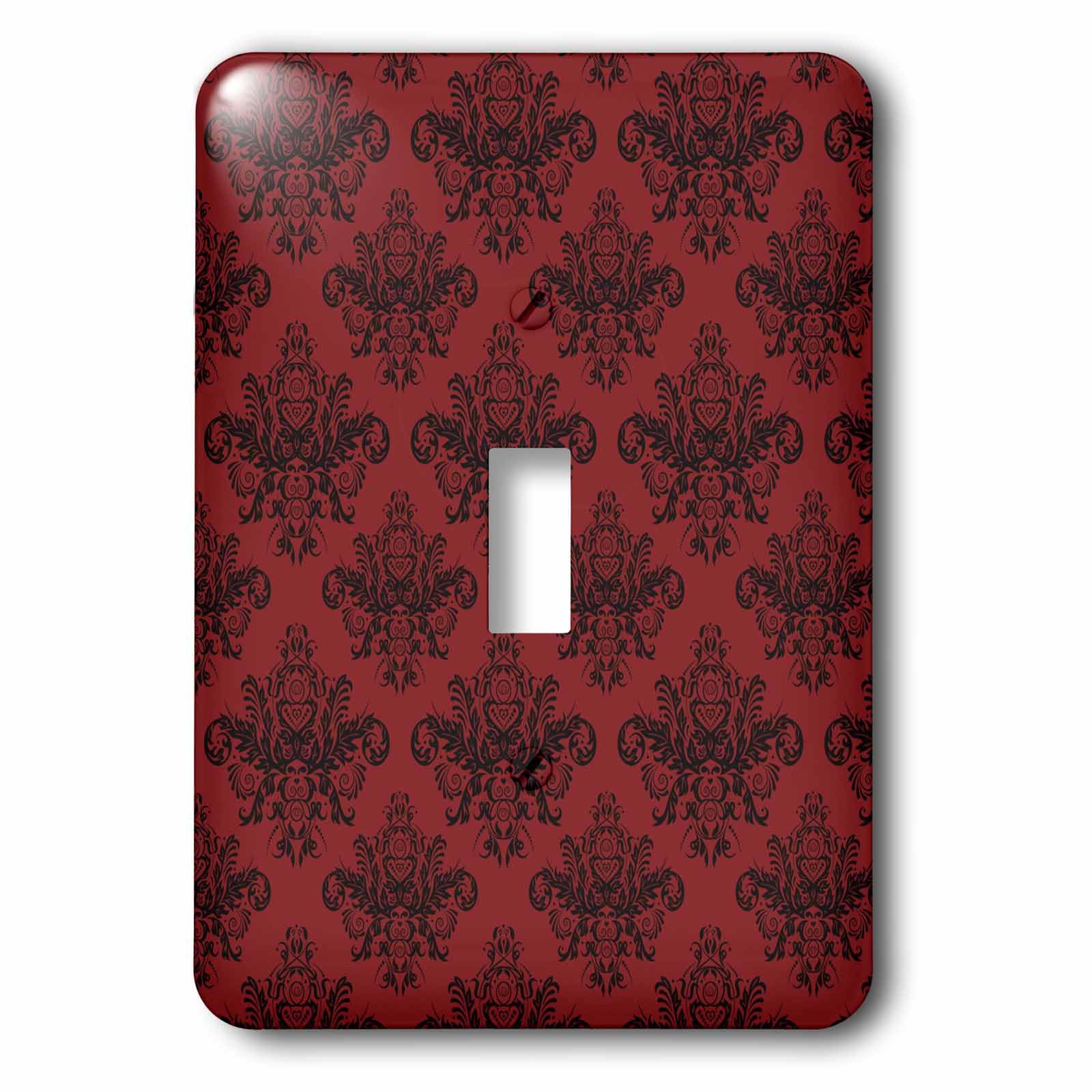 Interrupteur à bascule simple motif baroque damassé noir et rouge 3dRose lsp_113832_1 mural