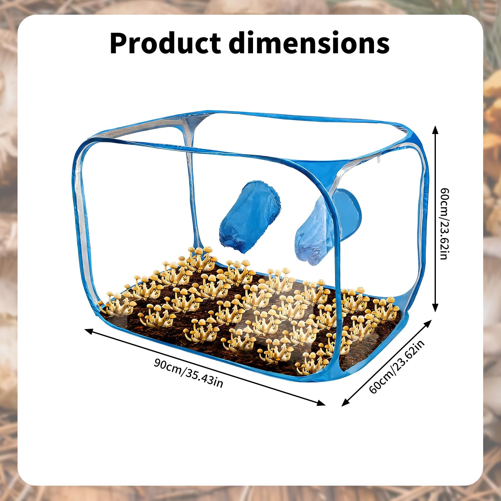 Grow Box,Pilz-Zuchtbox Mit Still Air Box,Tragbarer Und Klappbarer Grow-Zelt,Mushroom-Grow-Tent Für Pilzee Wie Enoki Pilze Heilpilze Pilze Im Allgemeinen,60x60x90 cm Blau