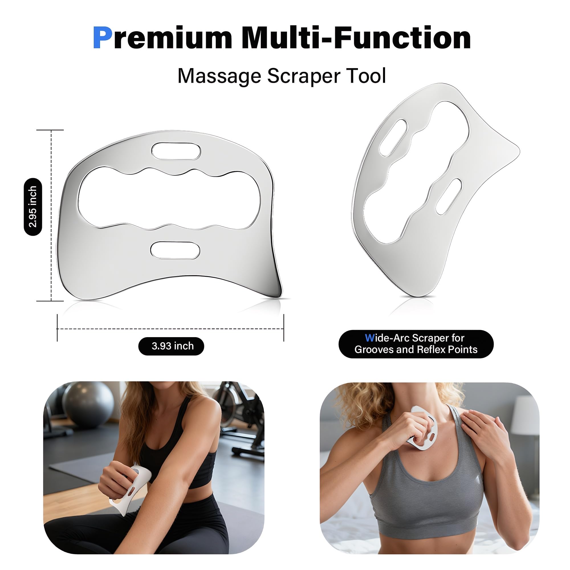 Kit de raspador muscular de acero inoxidable Gua Sha y herramientas de raspado de bordes Derma para terapia física, herramienta de masaje Guasha de tejido profundo para relajación corporal y