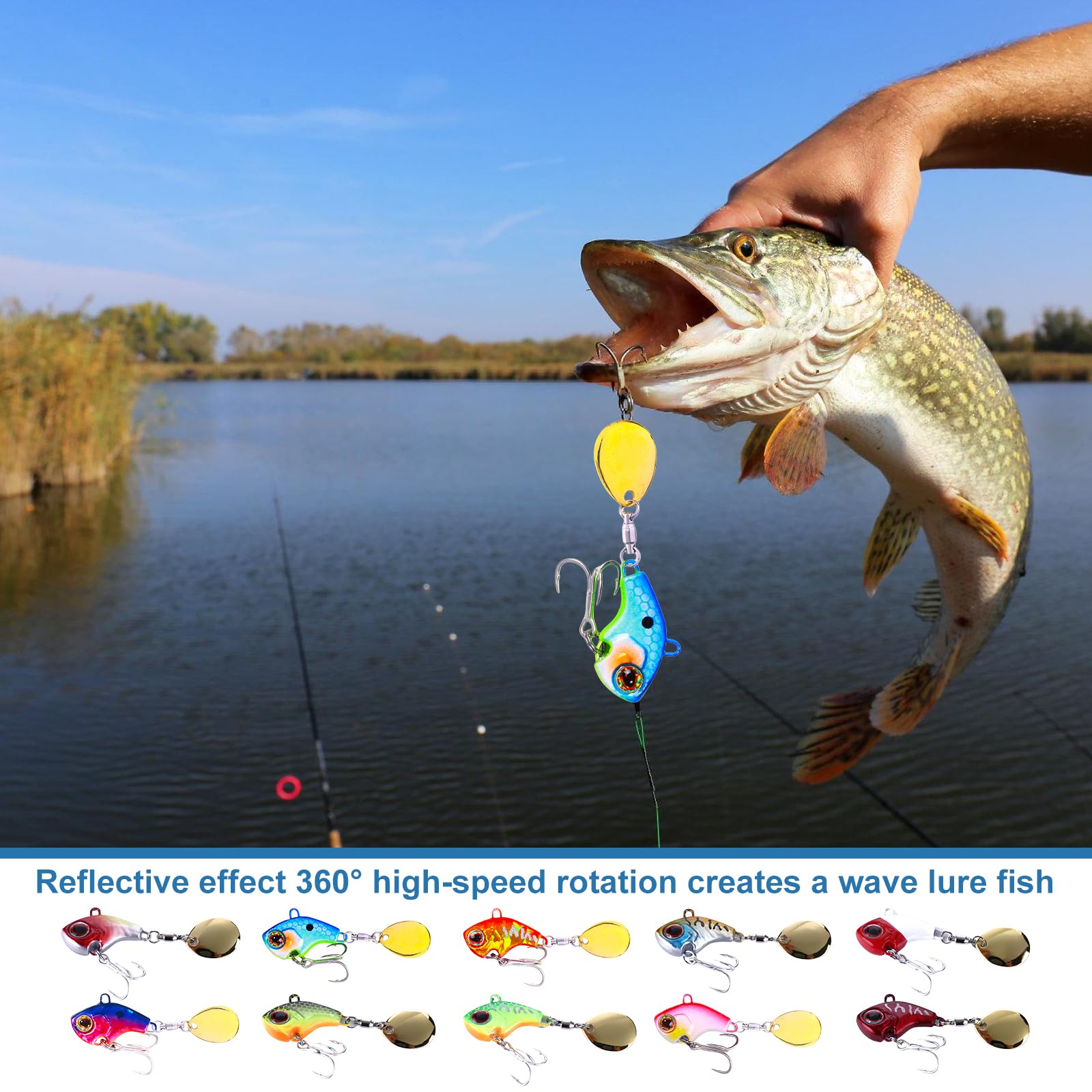 Leurre Peche, Lot de 10 Leurre Brochet, 2.5 cm/9g Leurres Artificiels, Spinnerbait, Clignotant Leurre, Leurres en Caoutchouc pour Hameçon pour Perche, Truite, Brochet, Poisson-Chat, Cheveseau Leurre Peche, Lot de 10 Leurre Brochet, 2.5 cm/9g Leurres Artificiels, Spinnerbait, Clignotant Leurre, Leurres en Caoutchouc pour Hameçon pour Perche, Truite, Brochet, Poisson-Chat, Cheveseau