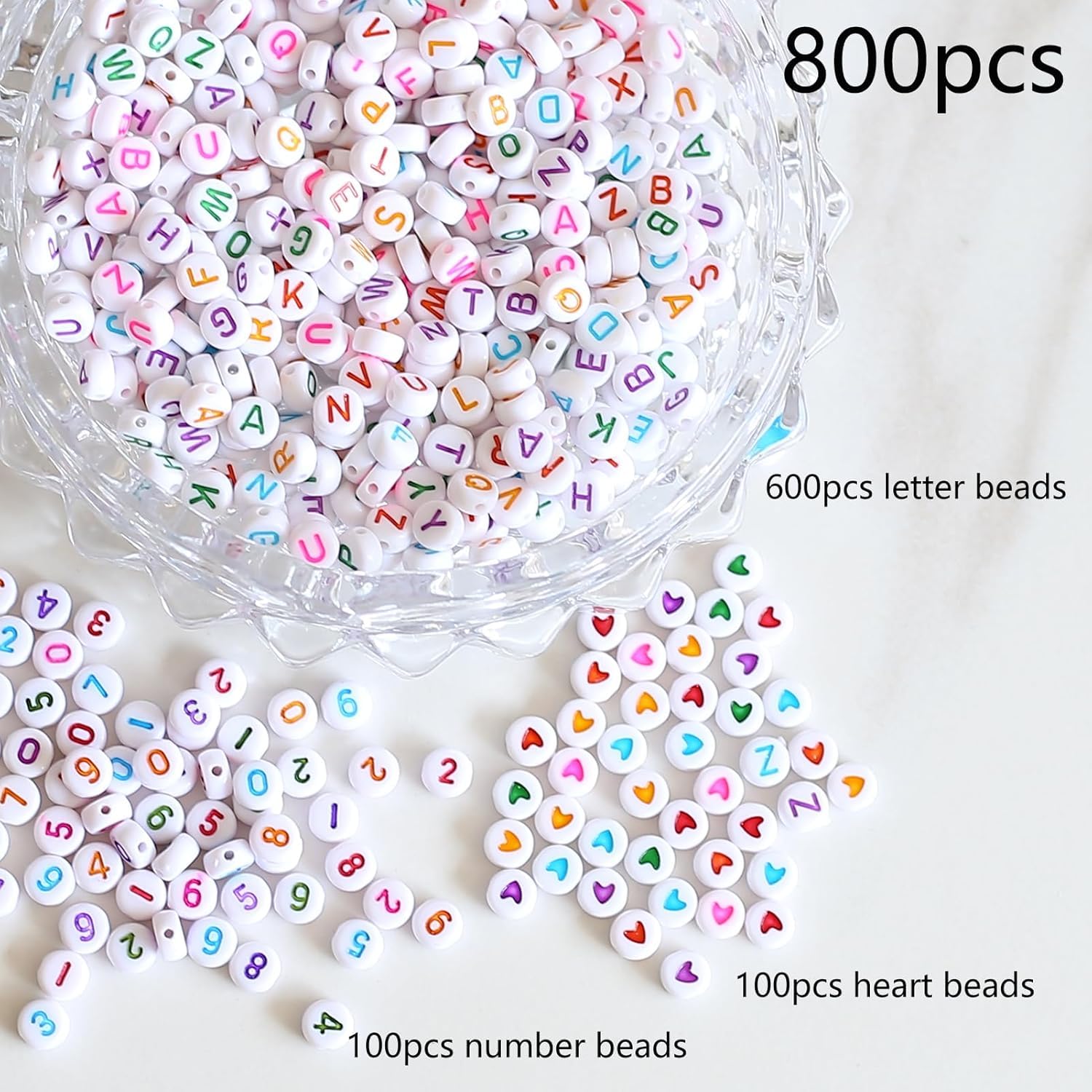 HERZONE 1000 perline colorate con lettere da infilare, in acrilico, con alfabeto, mix di perle dorate dalla A alla Z per la creazione di gioielli, collana fai da te, portachiavi (F